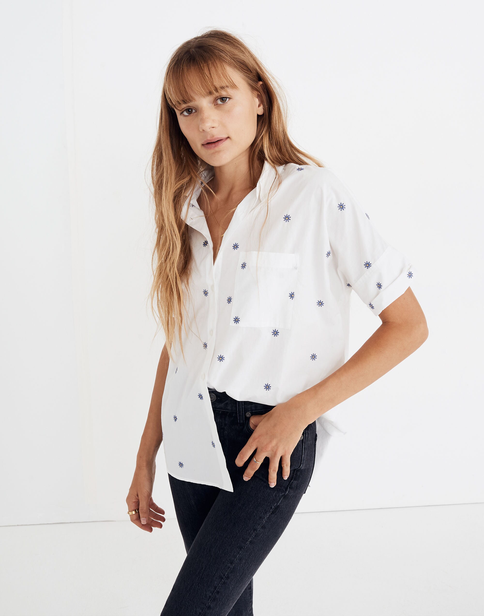 Embroidered Daisy Courier Shirt