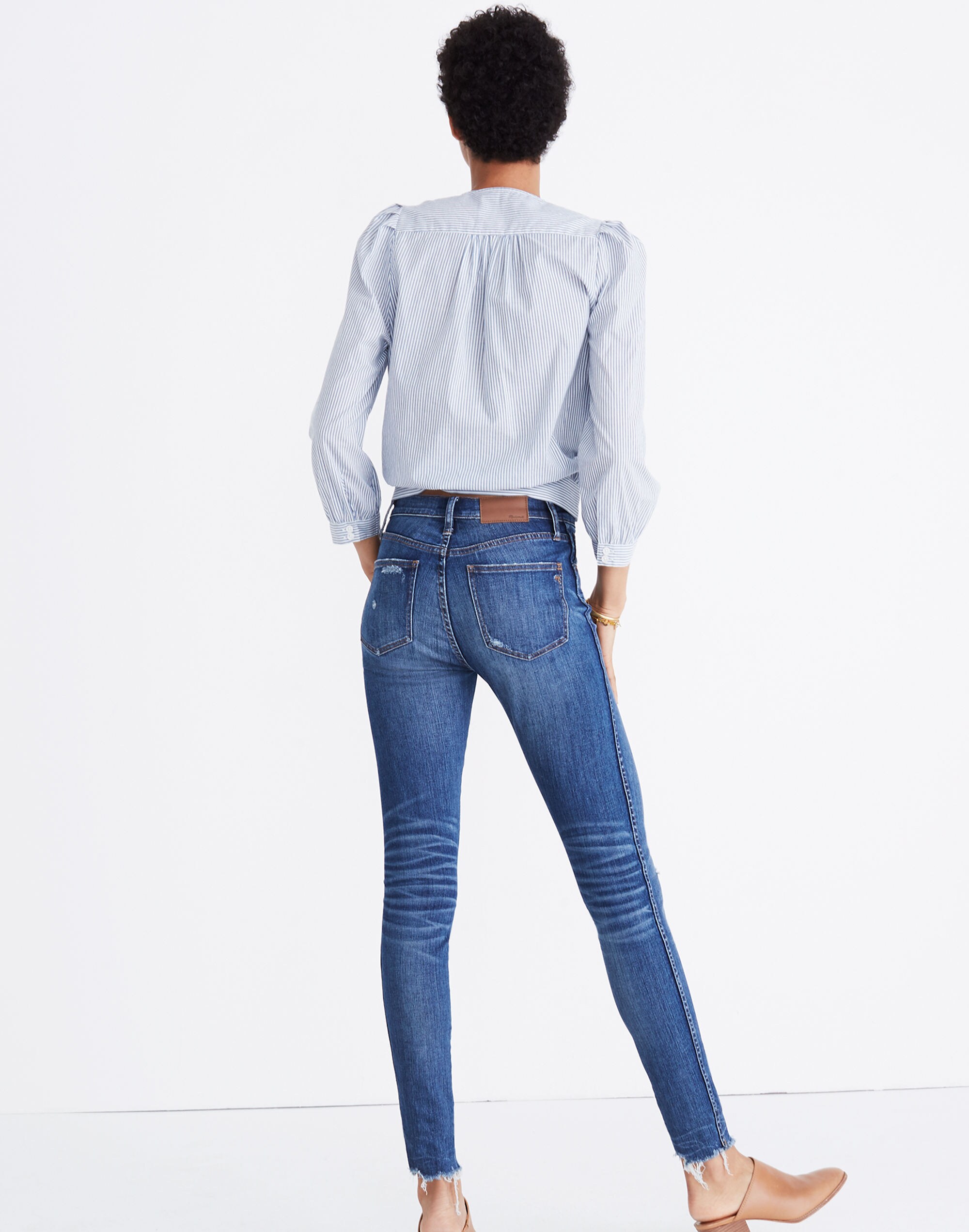 Wrap Top in Indigo Stripe