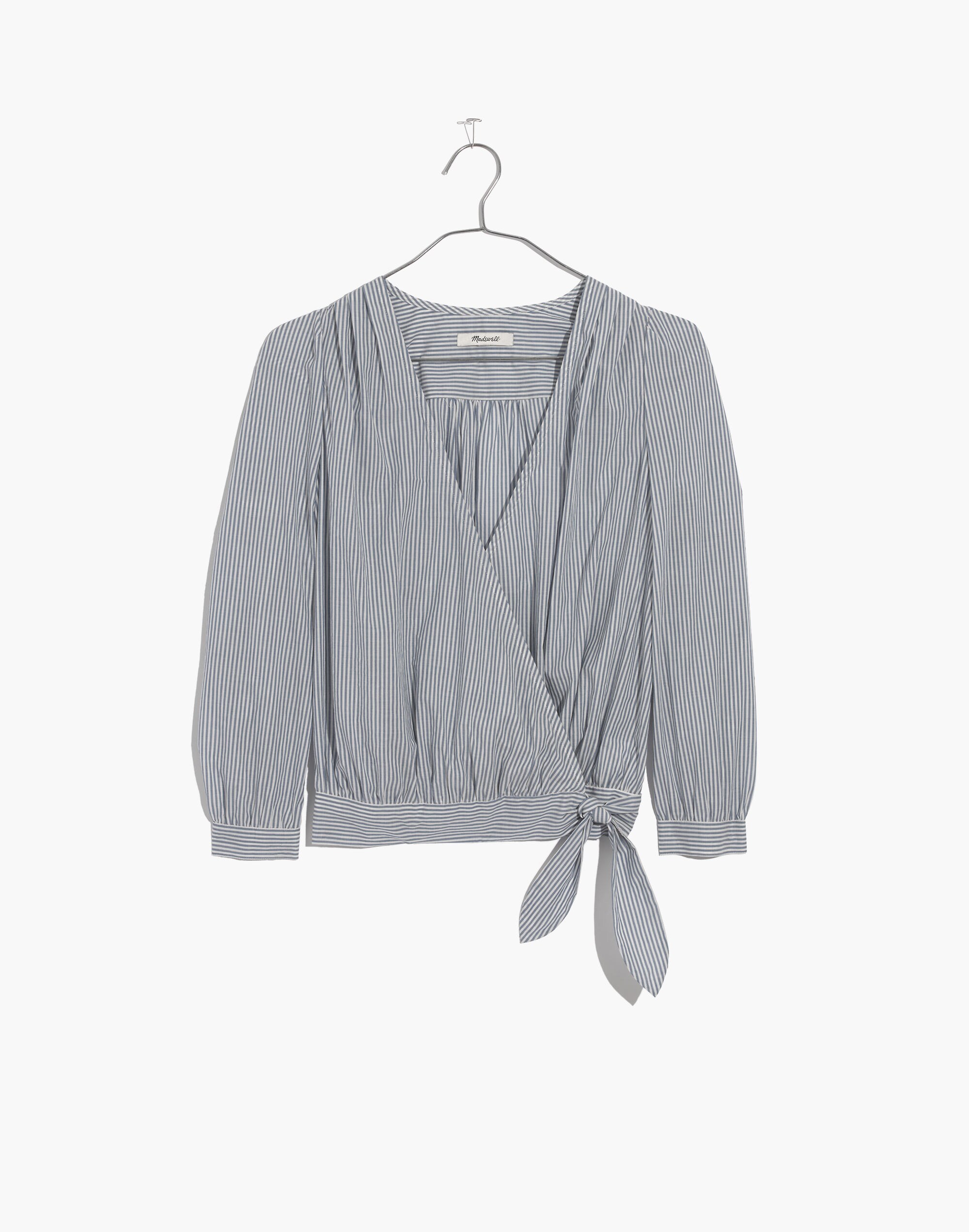 Wrap Top in Indigo Stripe