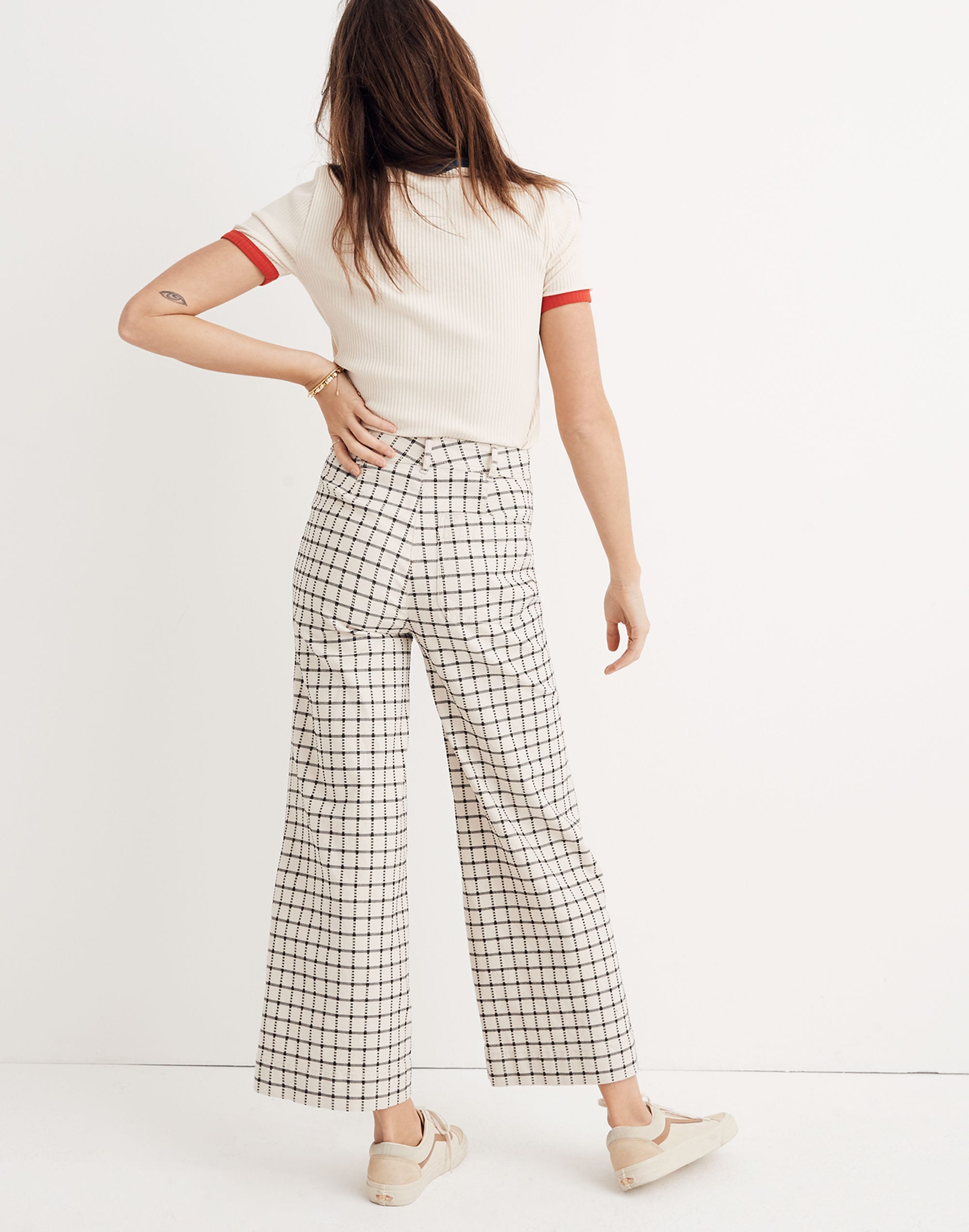 Tall Emmett Wide-Leg Crop Pants in Windowpane