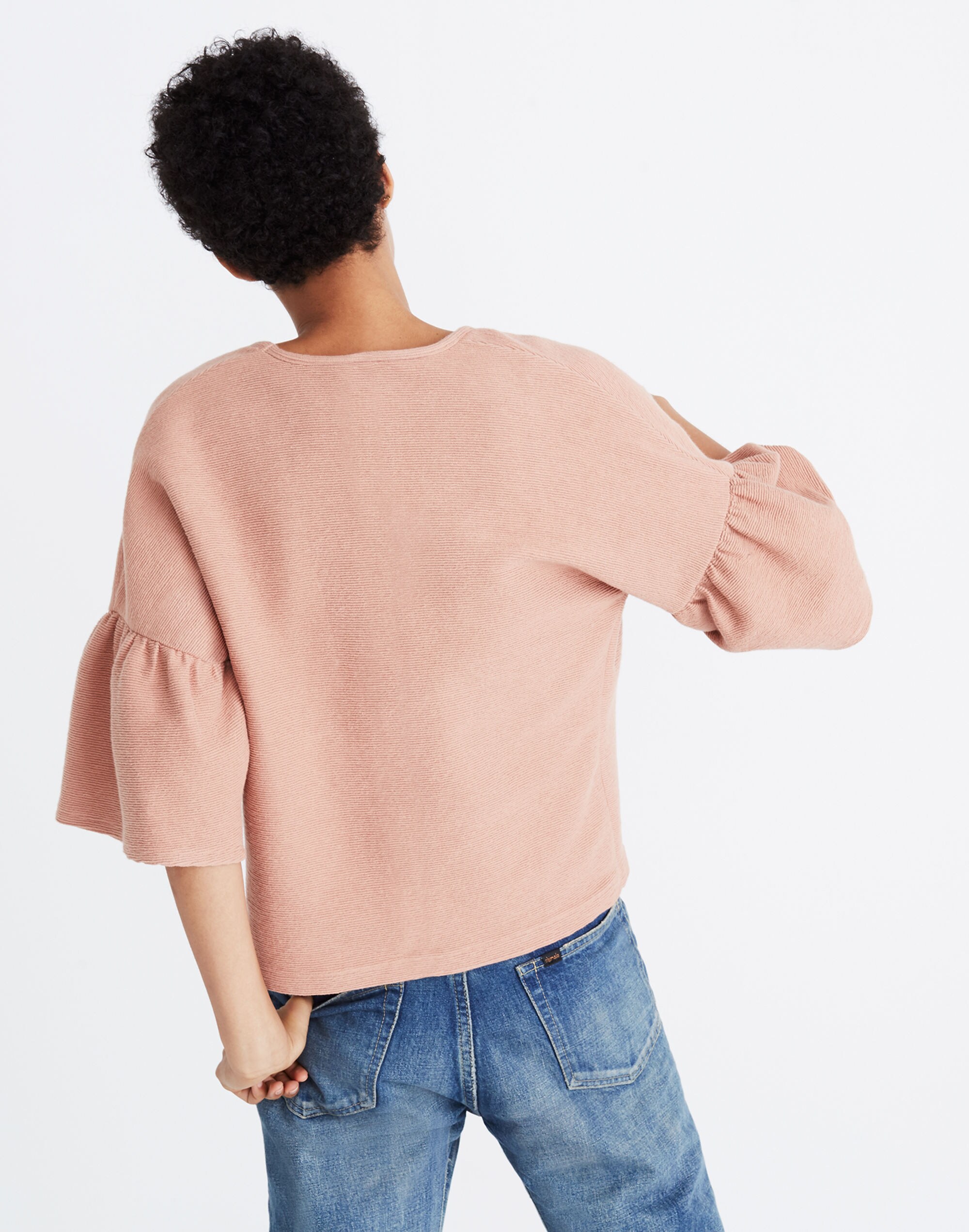 Texture &amp; Thread Gathered-Sleeve Top