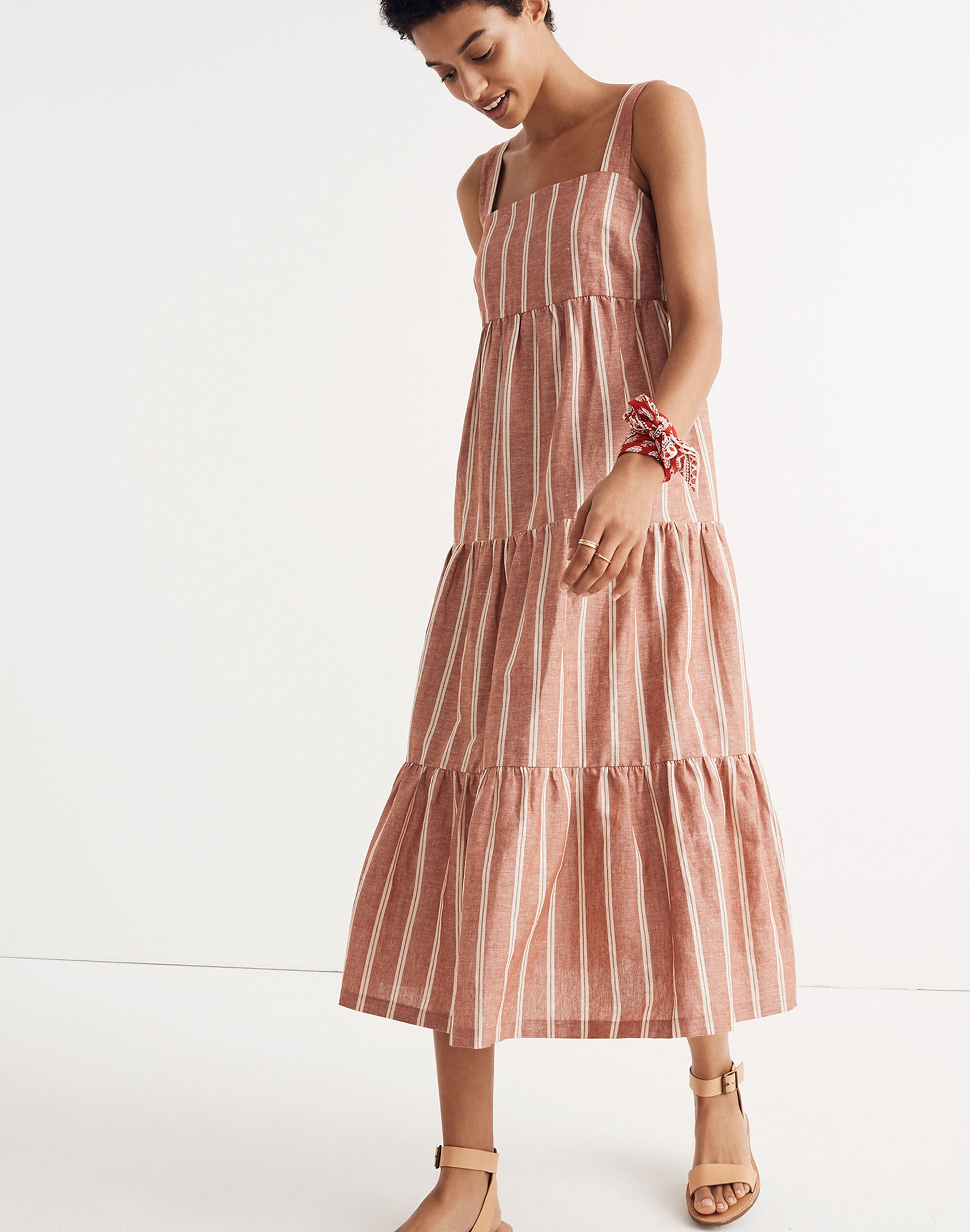 Seamed Midi Dress in Stripe