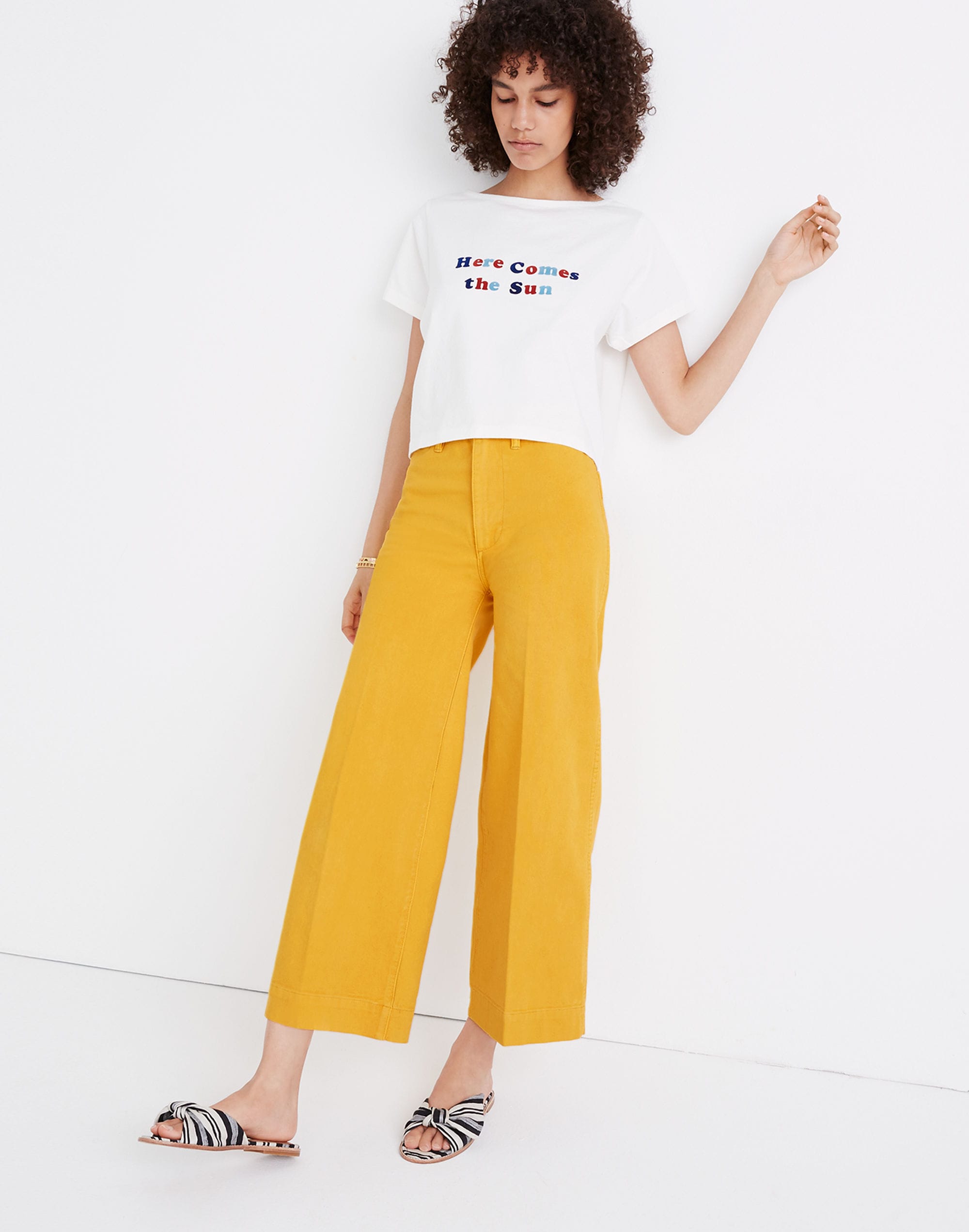 Tall Emmett Wide-Leg Crop Pants in Greek Gold