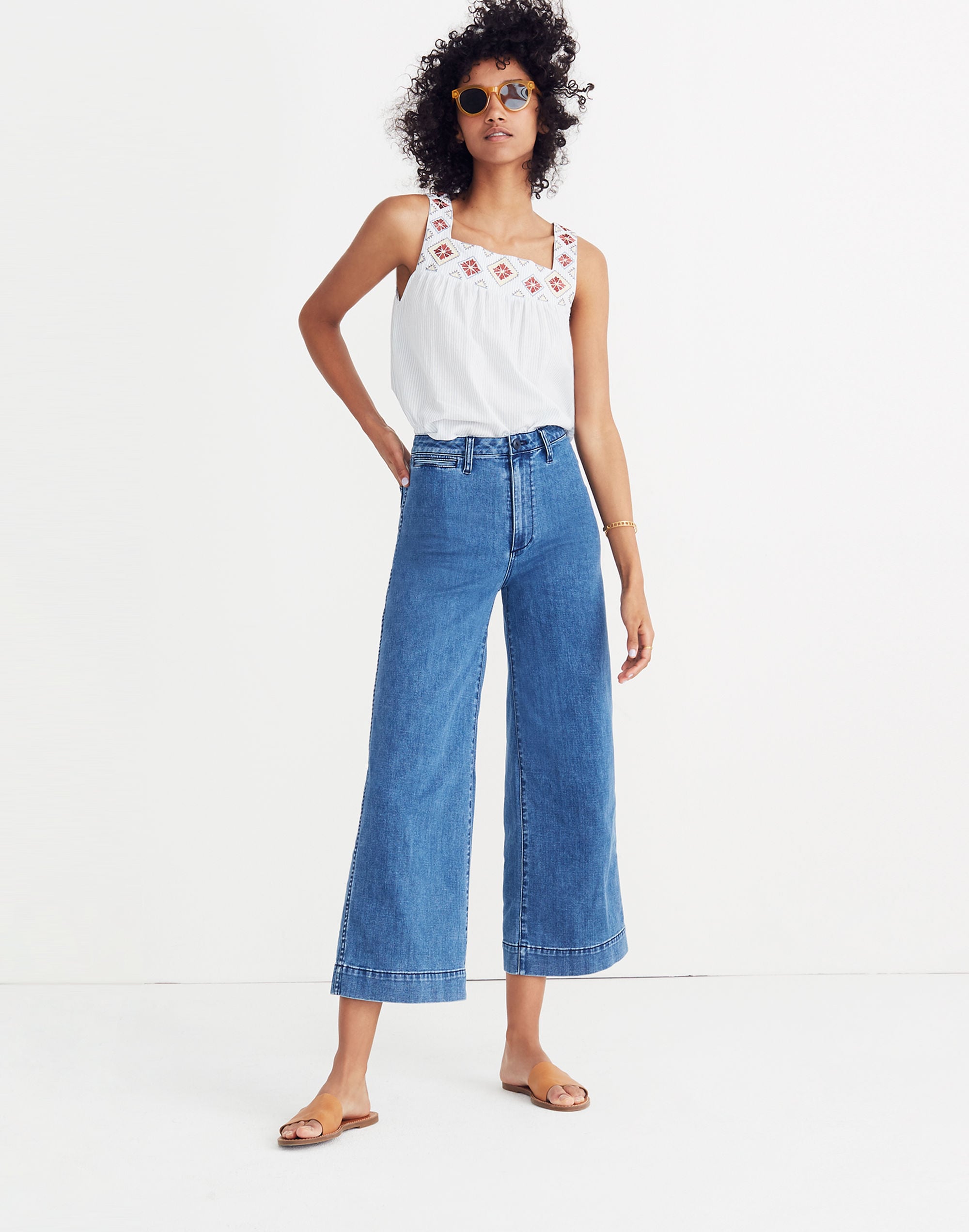 Emmett Wide-Leg Crop Jeans in Rosalie Wash