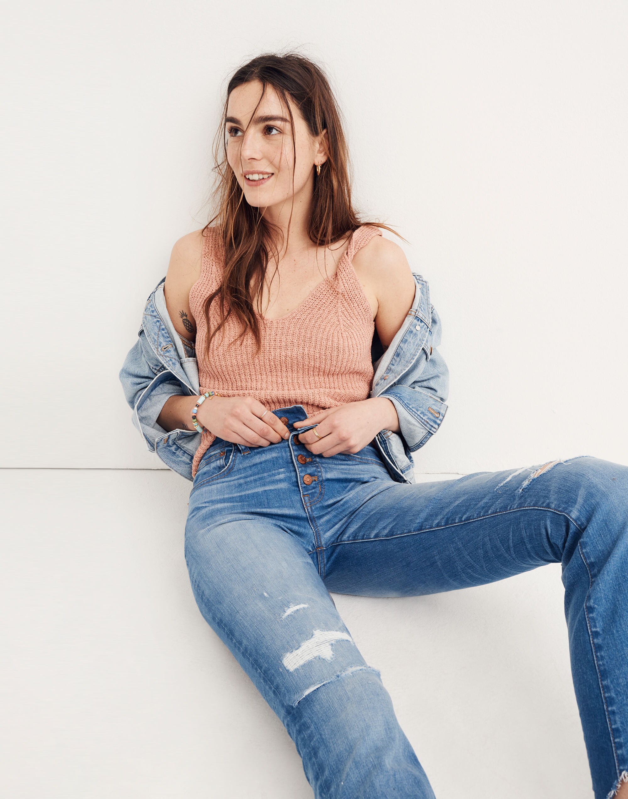 Cali Demi-Boot Jeans in Bronson Wash: Button-Front Edition