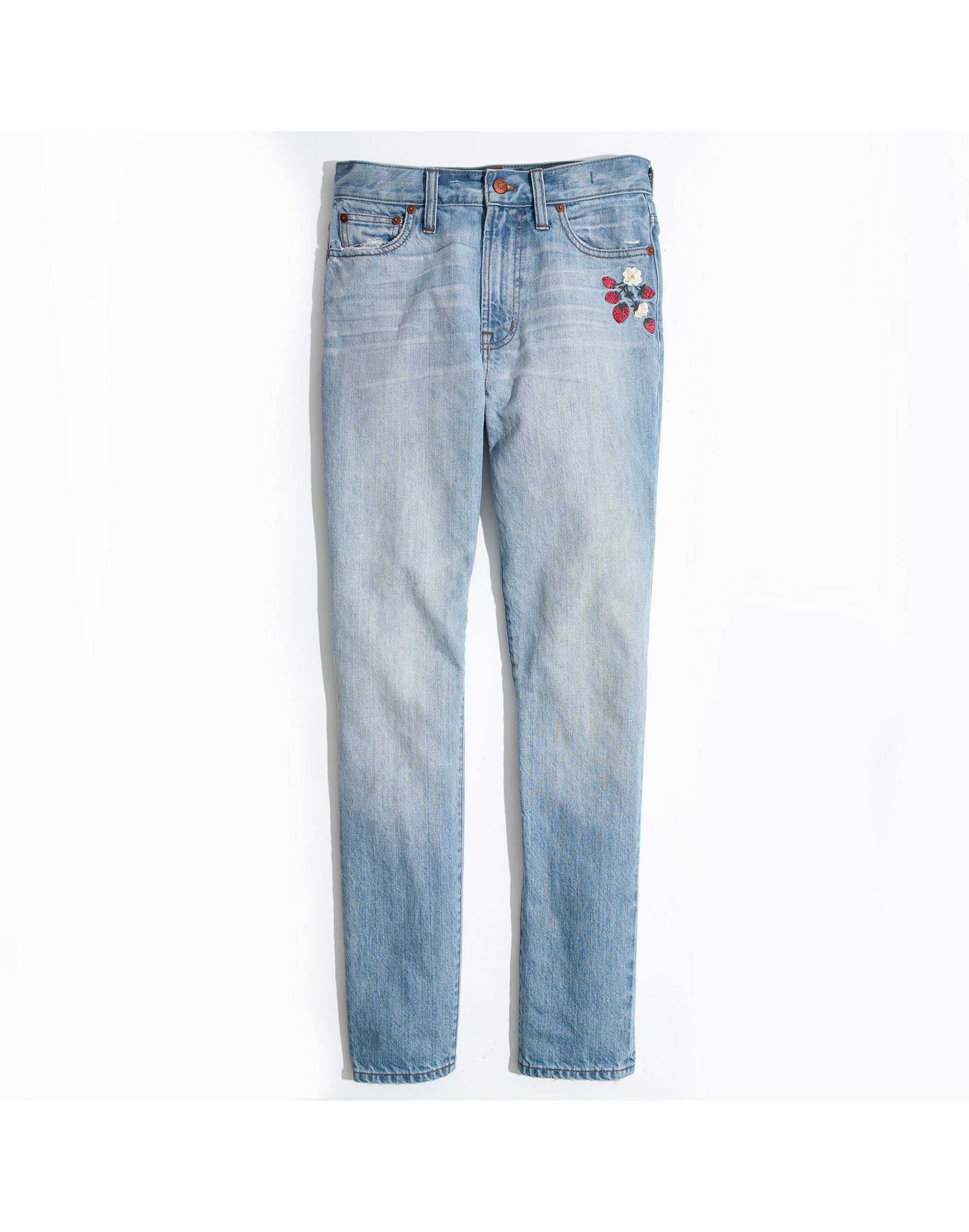 The Perfect Summer Jean: Strawberry Embroidered Edition