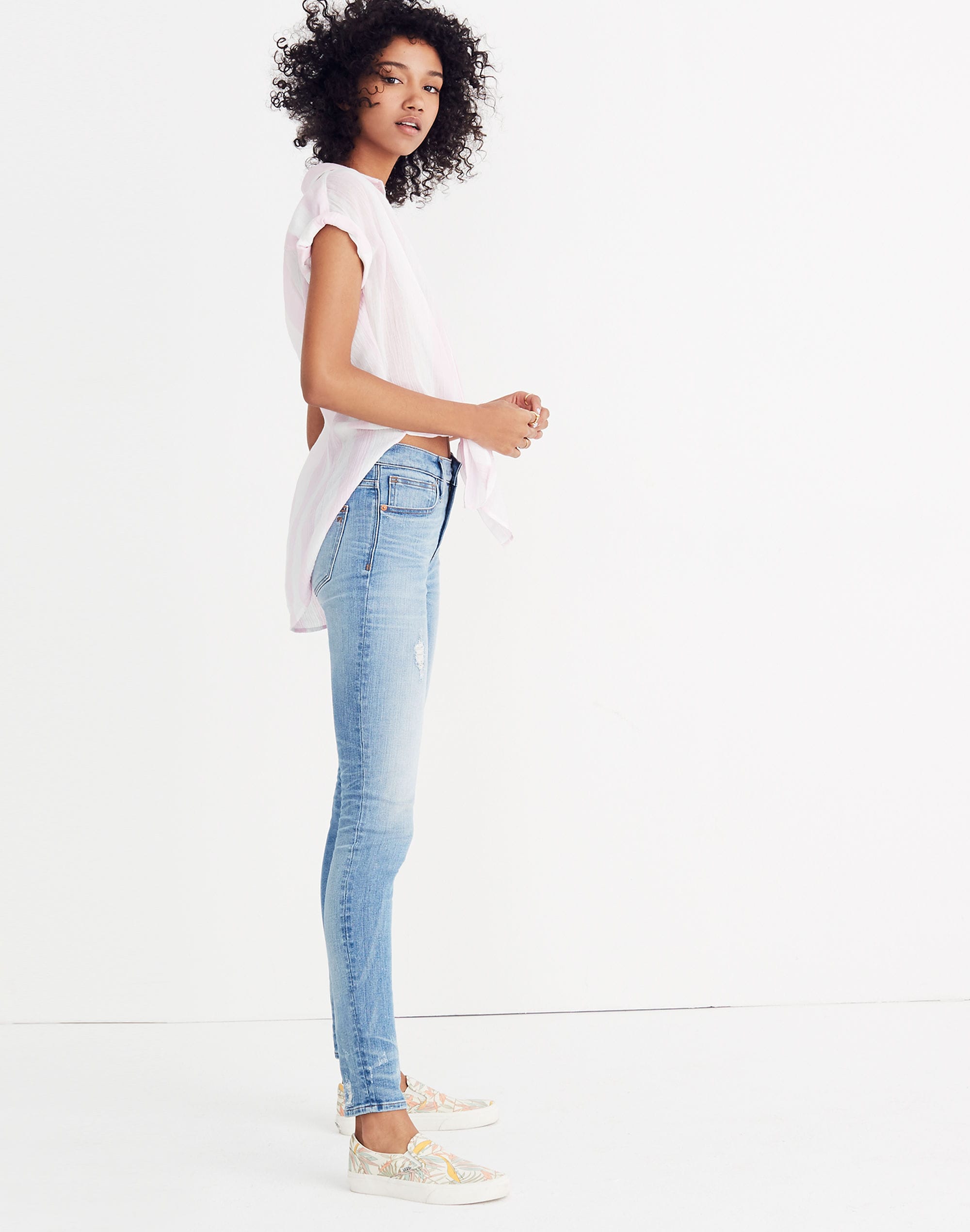 Petite 9" High-Rise Skinny Jeans: Destructed-Hem Edition
