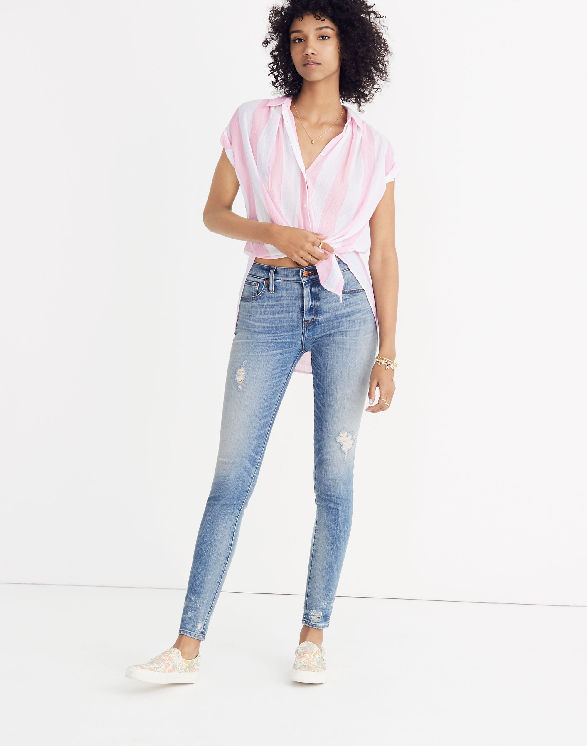 Petite 9" High-Rise Skinny Jeans: Destructed-Hem Edition