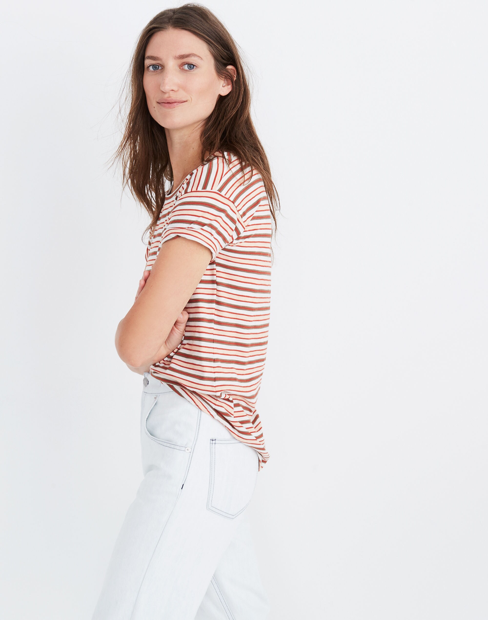 Whisper Cotton Crewneck Tee in Cordoba Stripe