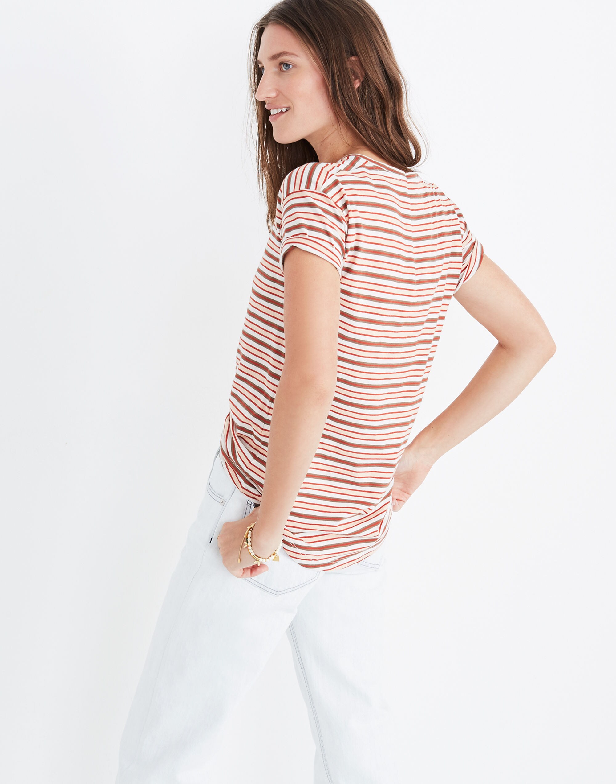 Whisper Cotton Crewneck Tee in Cordoba Stripe