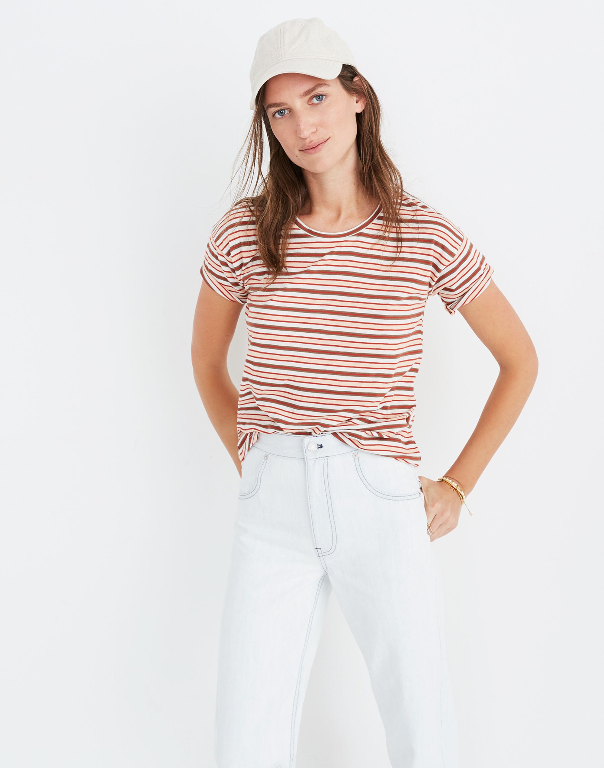 Whisper Cotton Crewneck Tee in Cordoba Stripe
