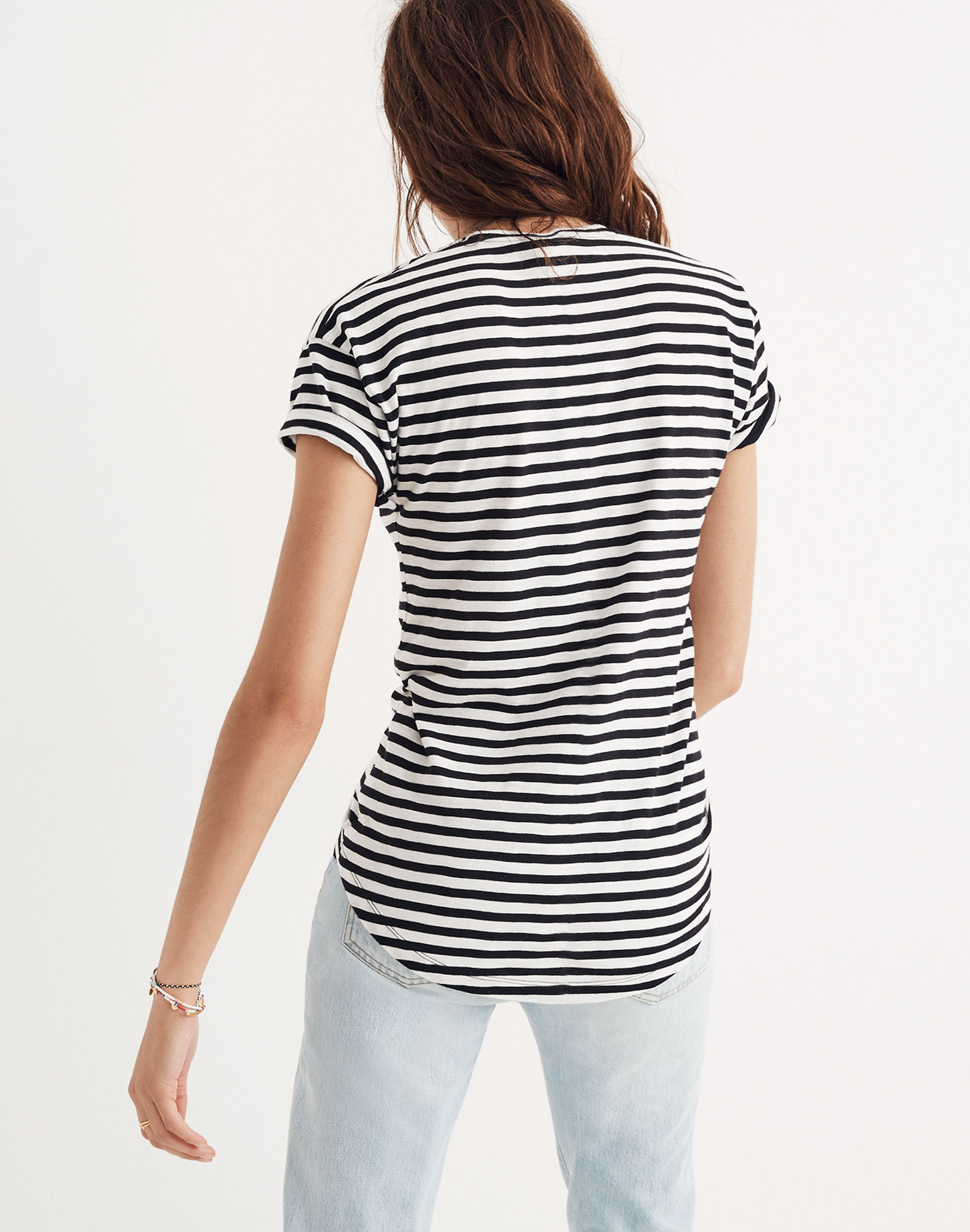 Whisper Cotton Crewneck Tee in Sallie Stripe