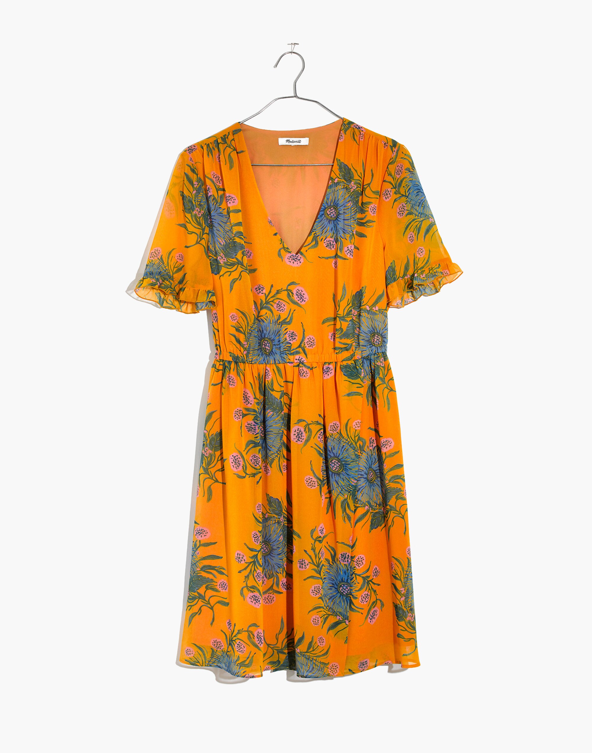 Sweetgrass Ruffle-Sleeve Dress in Painted Blooms