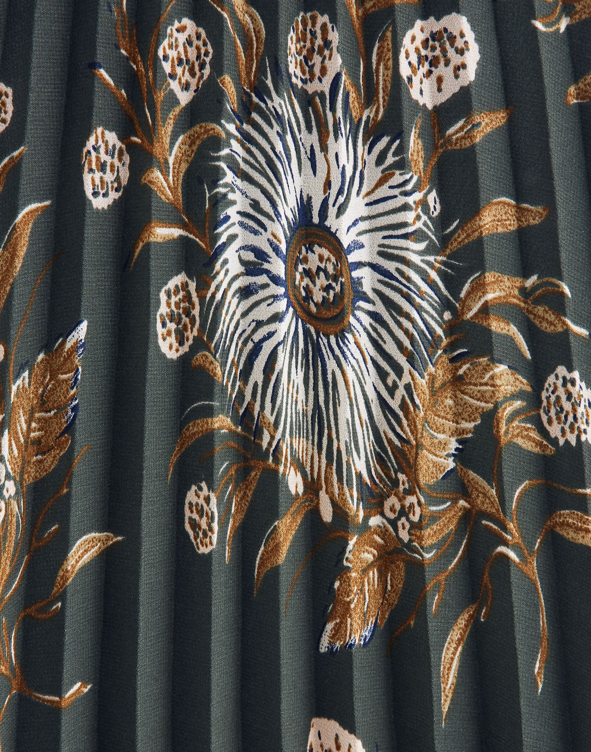 Pleated Midi Skirt in Painted Blooms