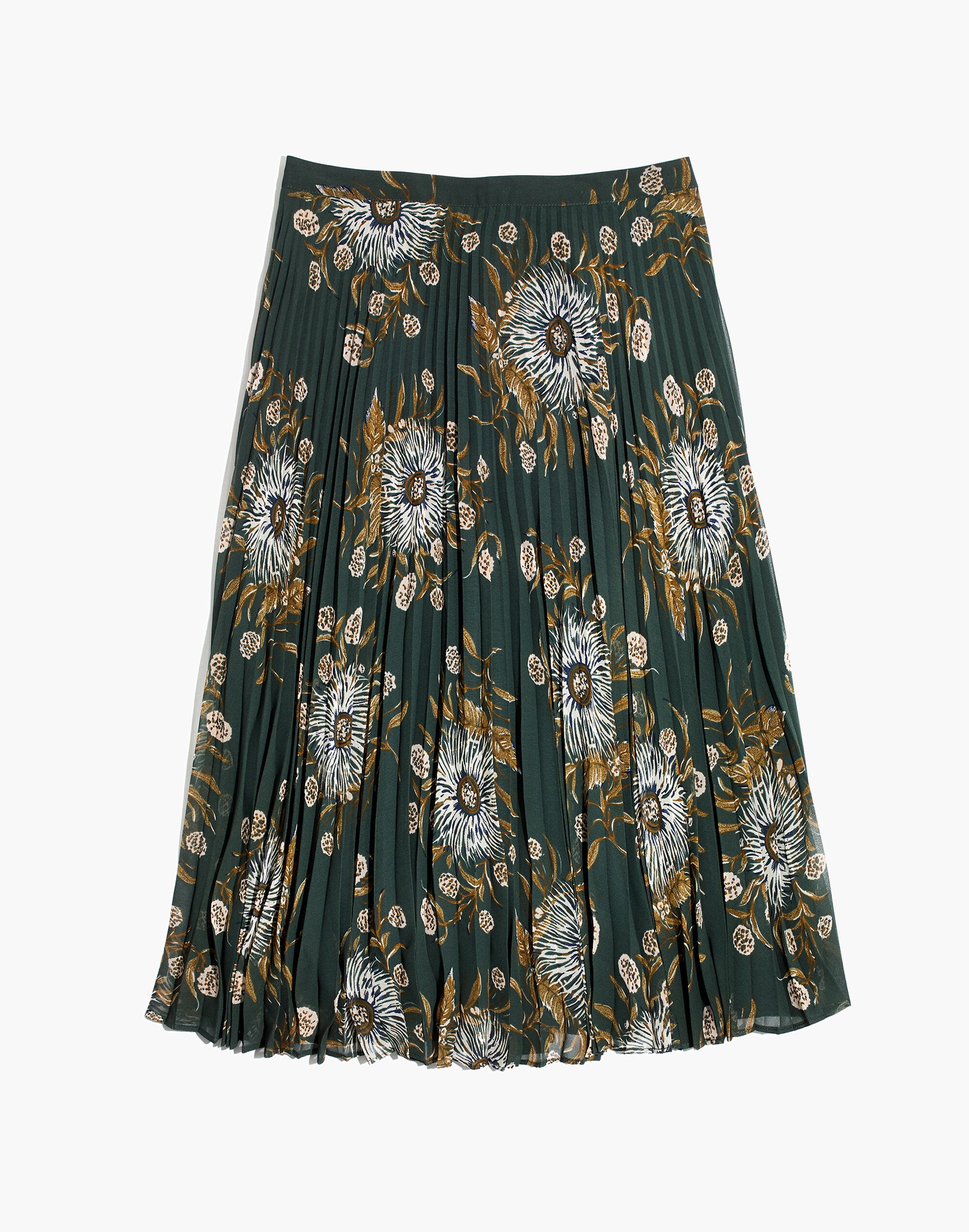 Pleated Midi Skirt in Painted Blooms