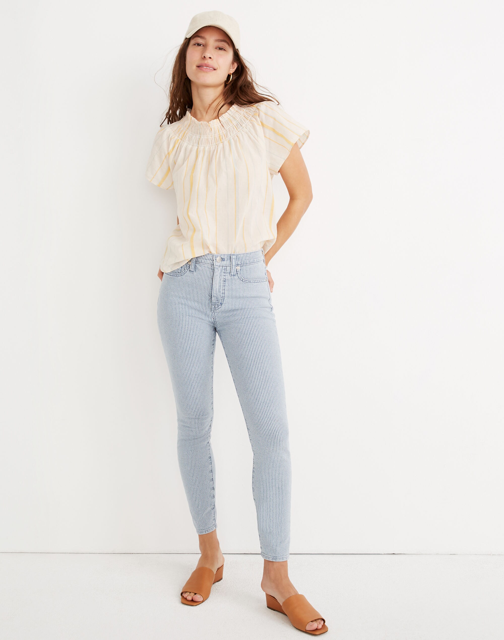 10" High-Rise Skinny Crop Jeans in Piper Stripe
