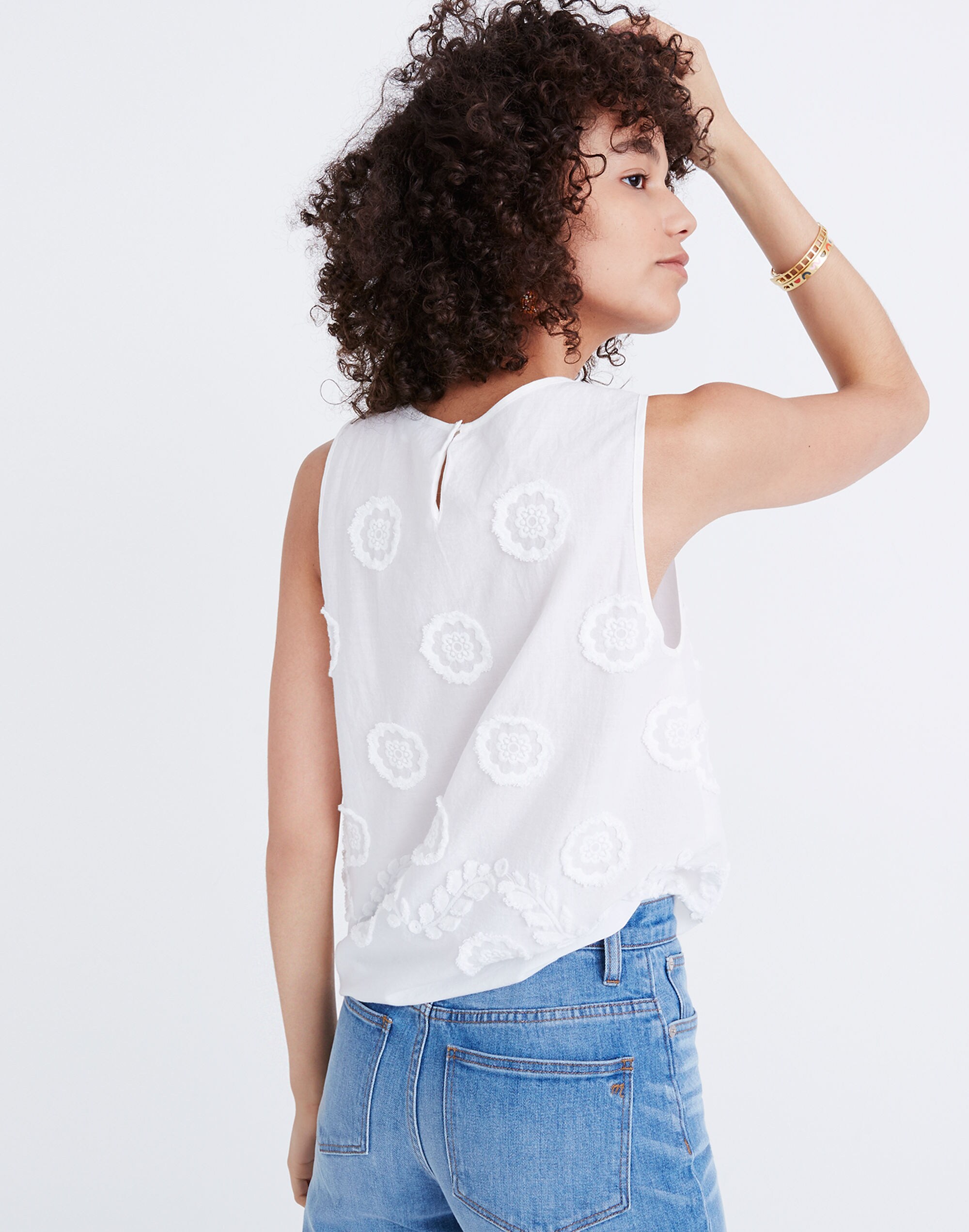 Embroidered Side-Tie Tank