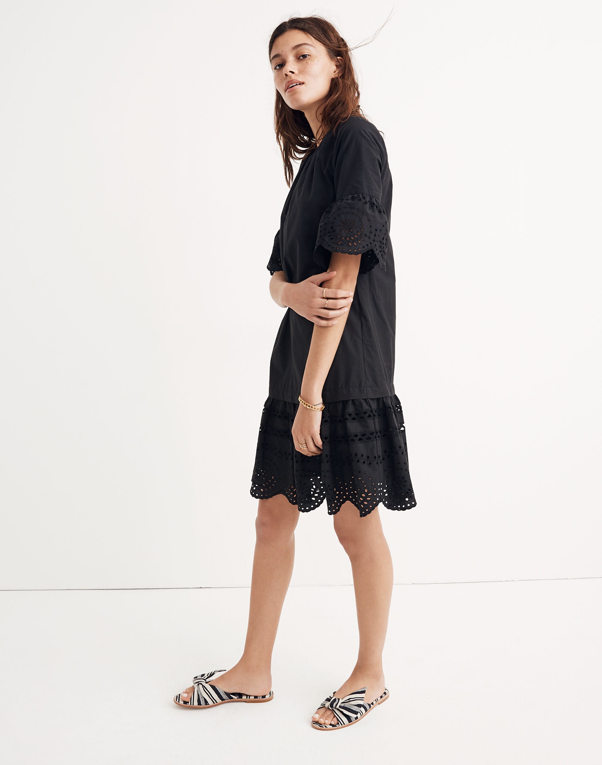 Eyelet Drop-Waist Dress