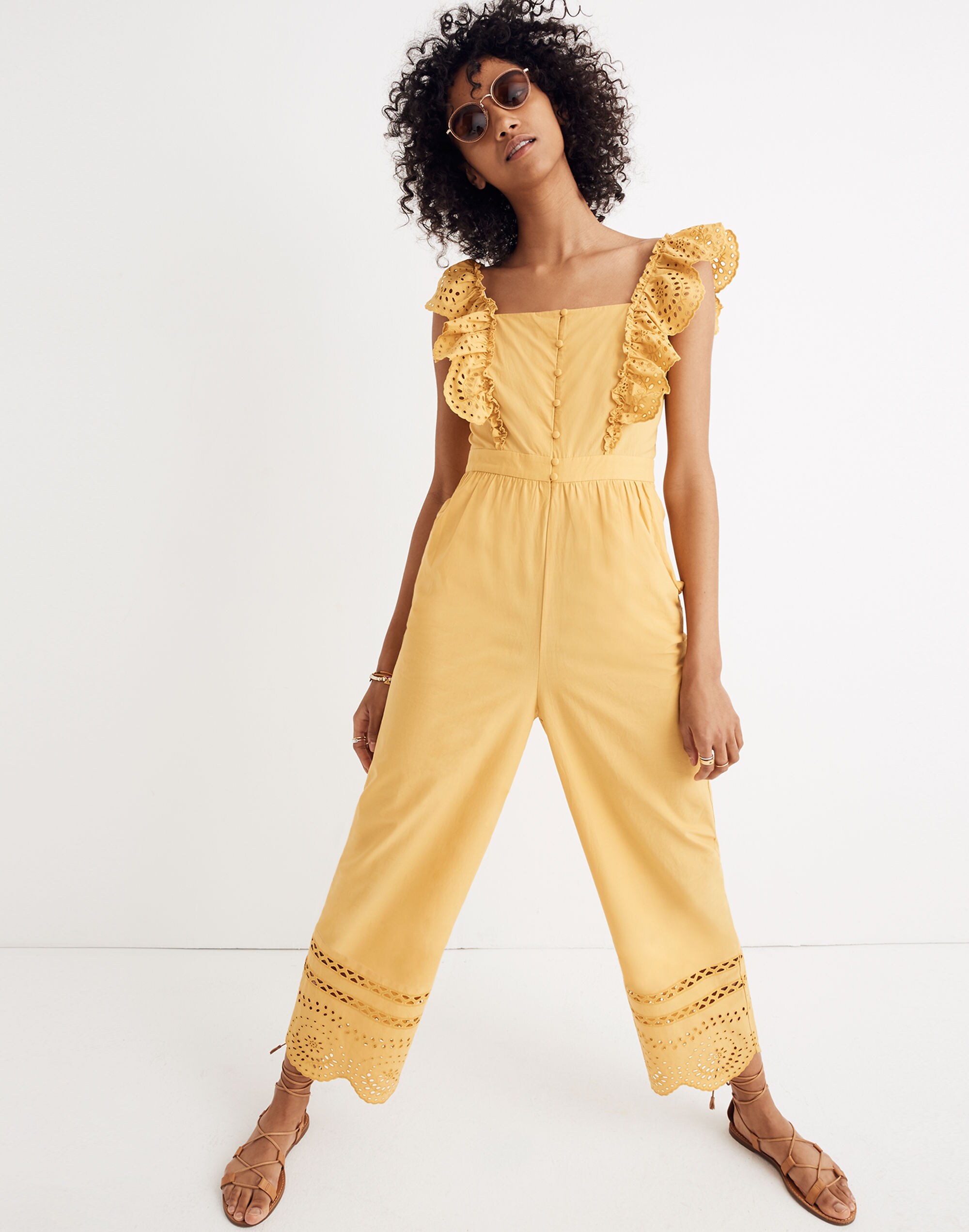Eyelet Frilled-Strap Jumpsuit