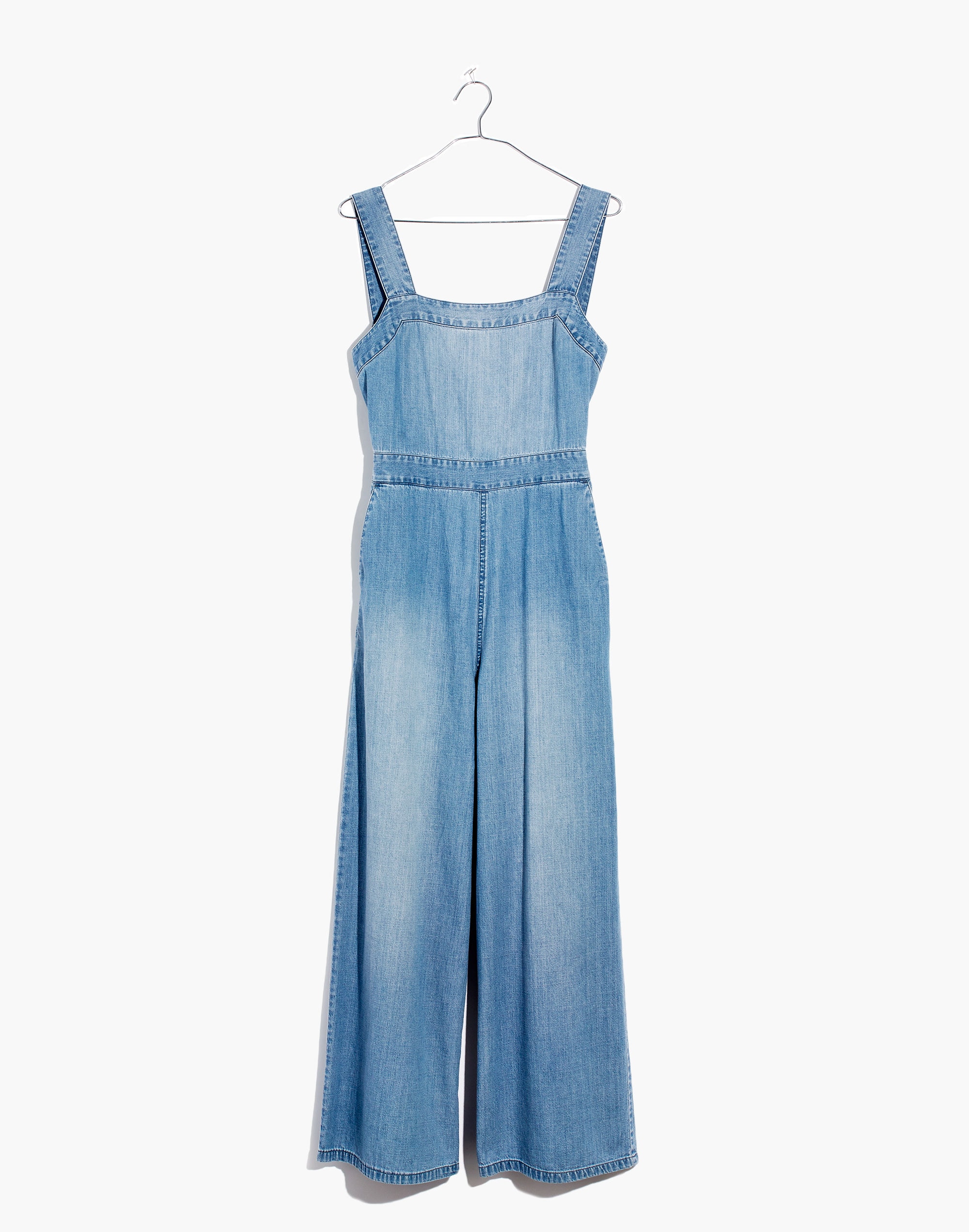 Denim Apron Bow-Back Jumpsuit