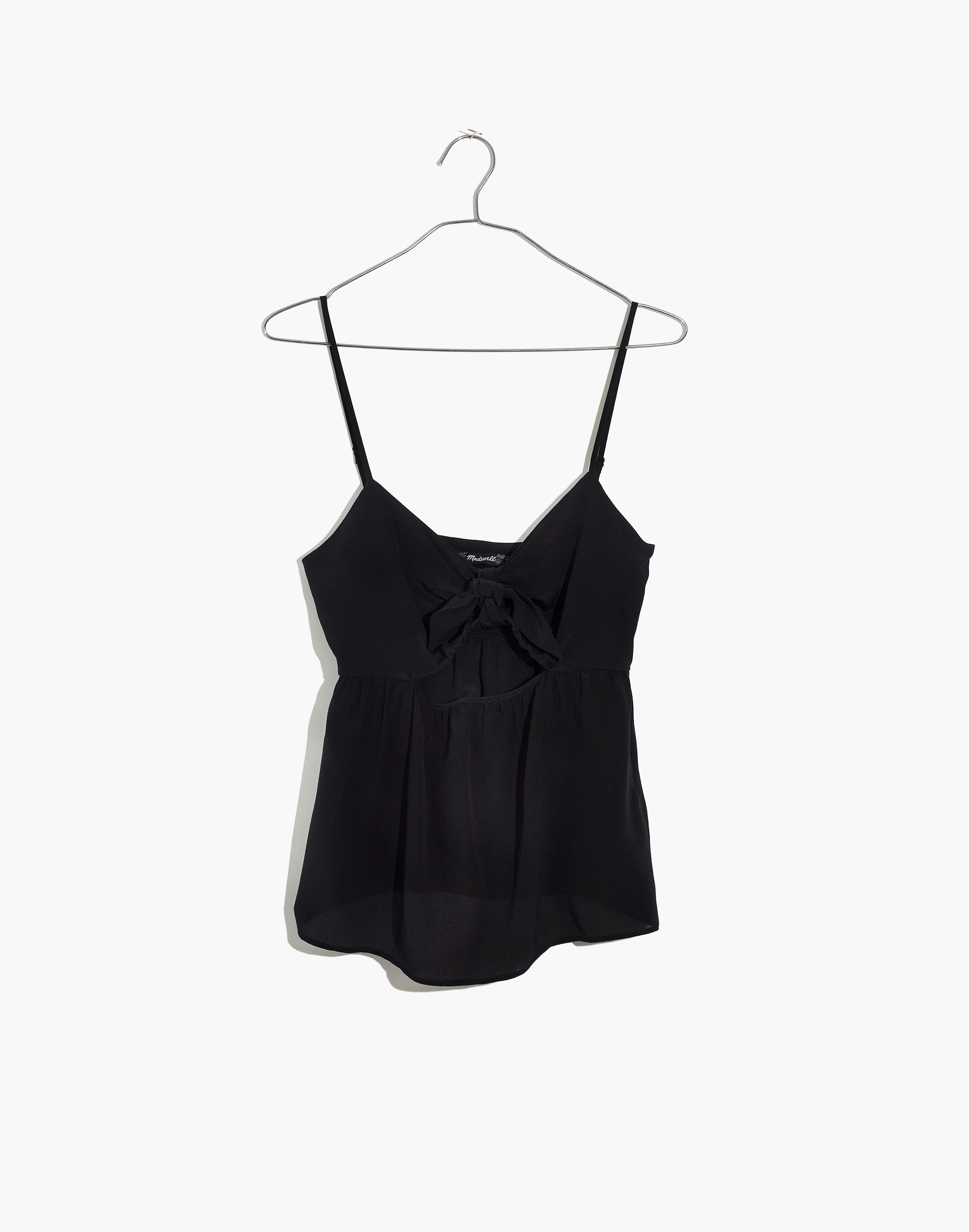 Silk Tie-Front Keyhole Cami Top