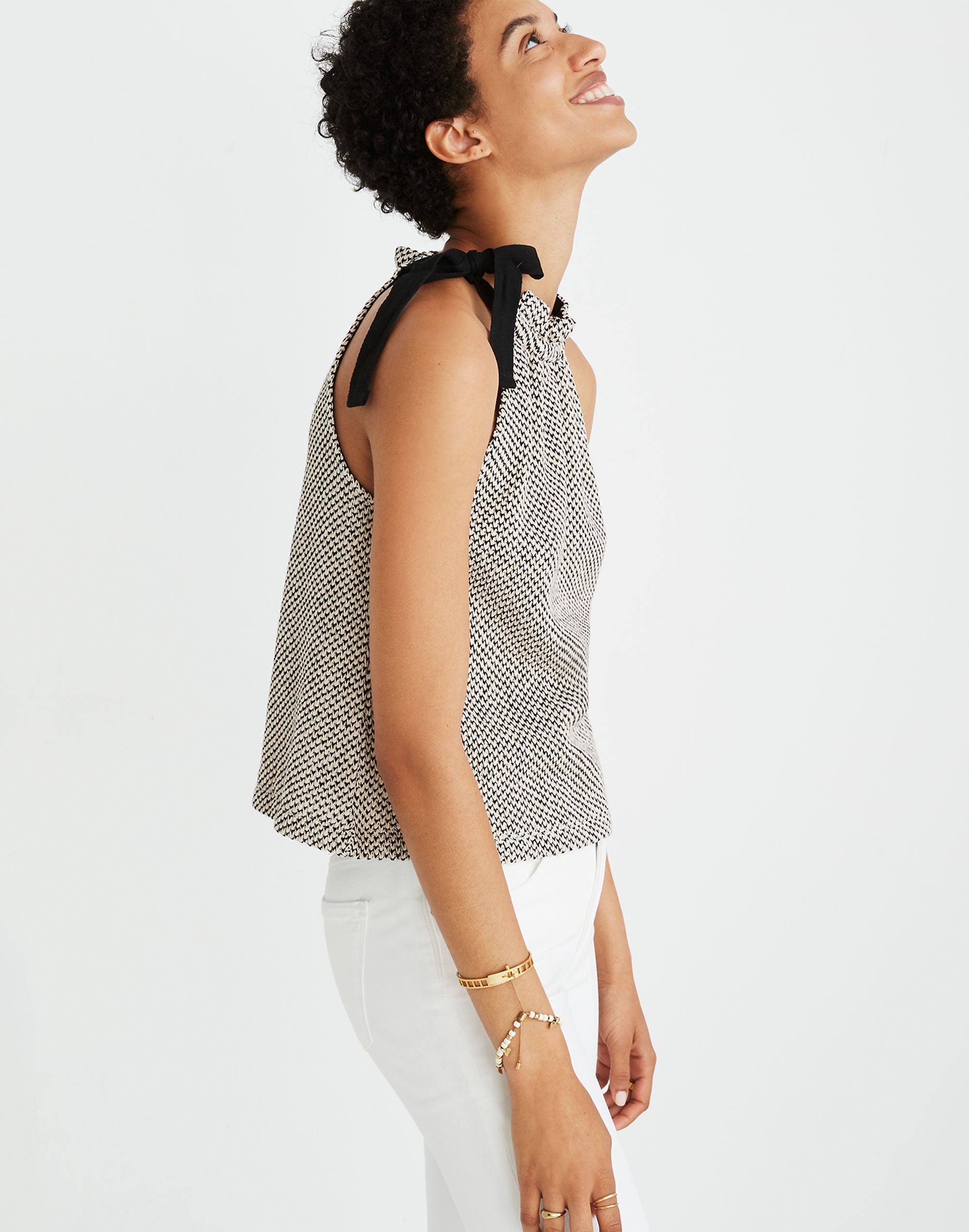 texture &amp; thread tie-neck halter top