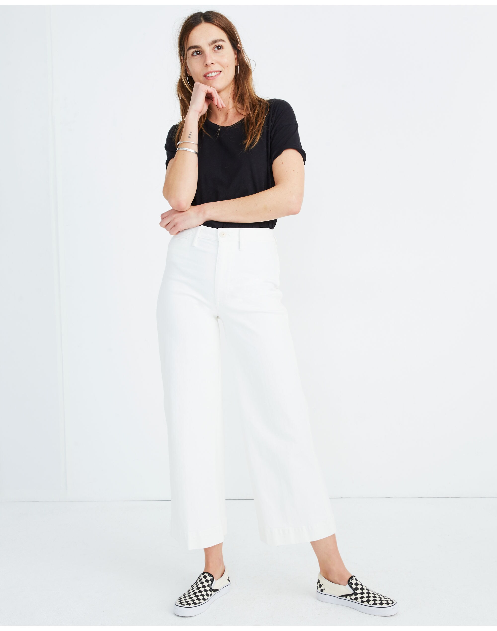 Tall Emmett Wide-Leg Crop Jeans in Tile White