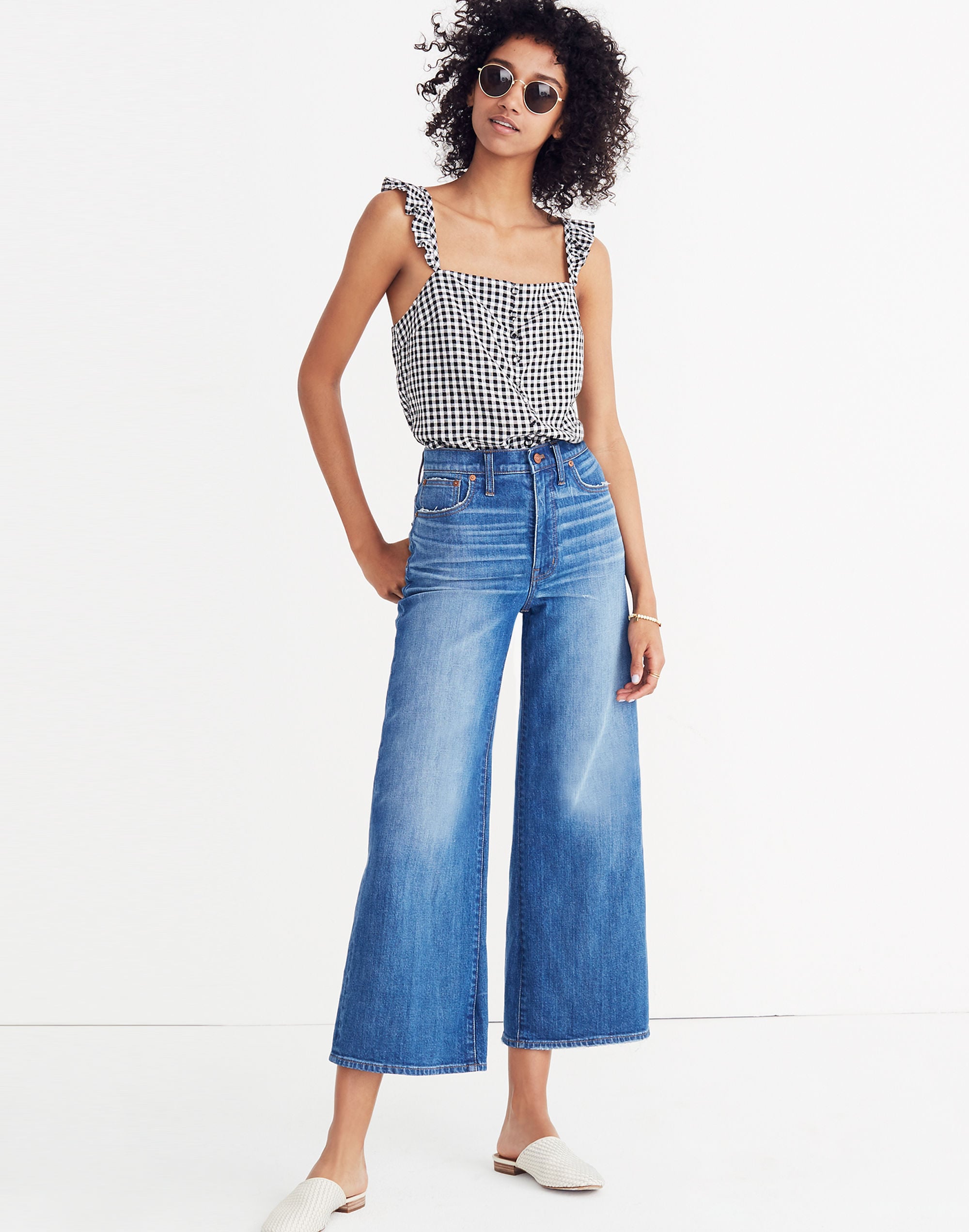 Wide-Leg Crop Jeans in Finney Wash