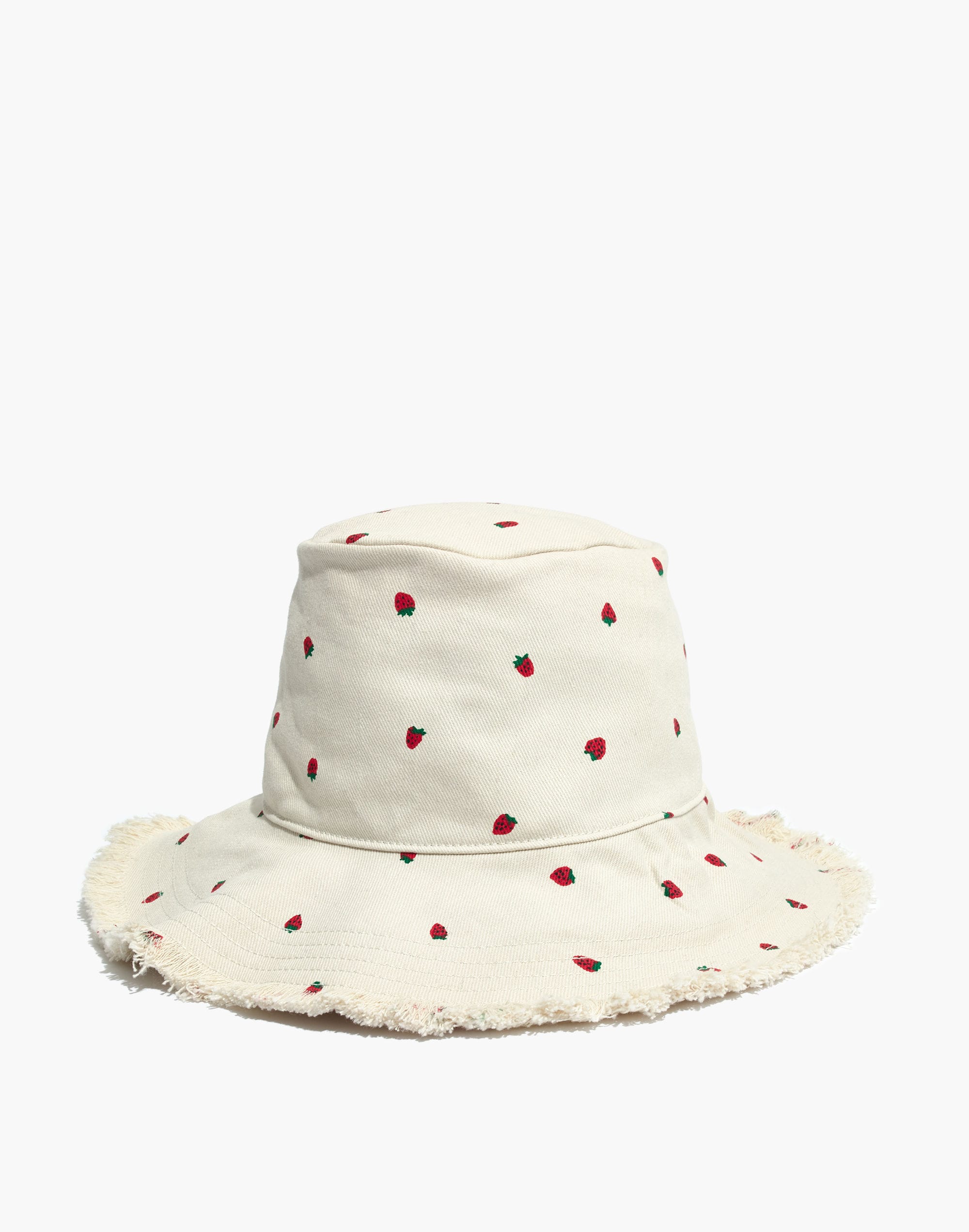 canvas bucket hat in fresh strawberries