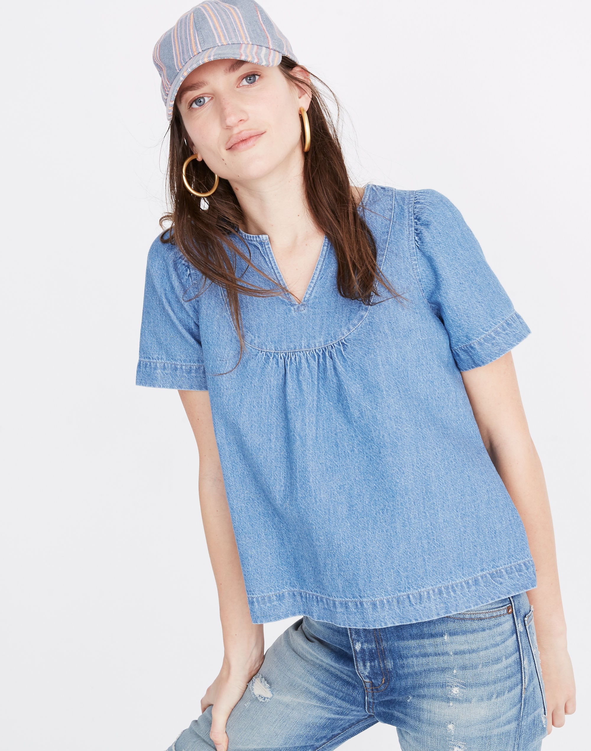 Denim Popover Swing Top | Madewell