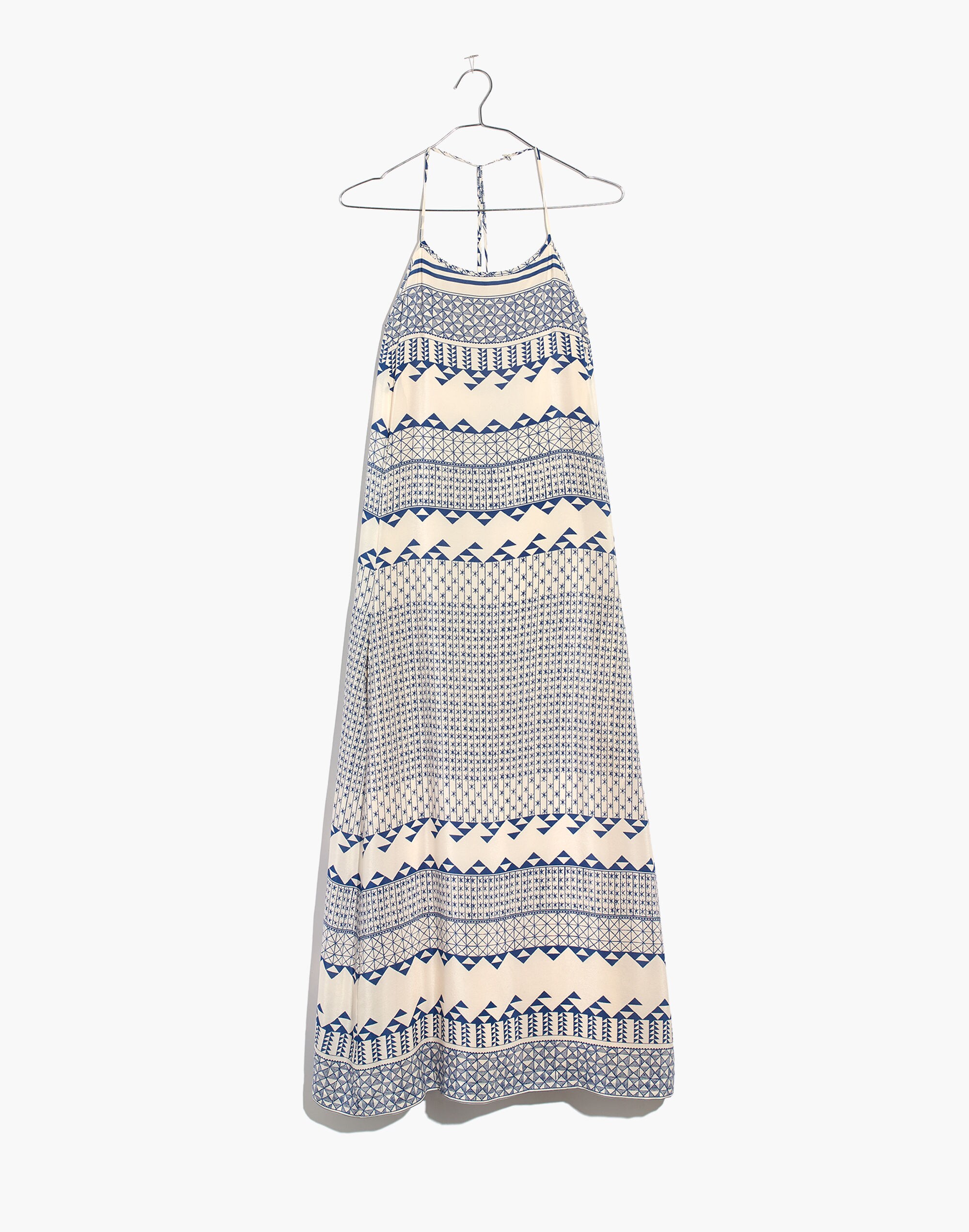 Open-Back Trapeze Dress in Ionian Tile