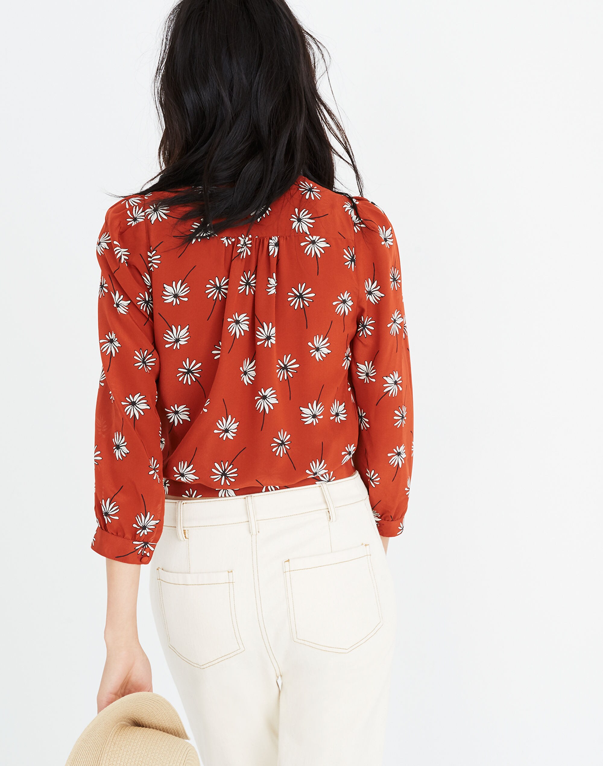 Silk Wrap Top in Fresh Daisies