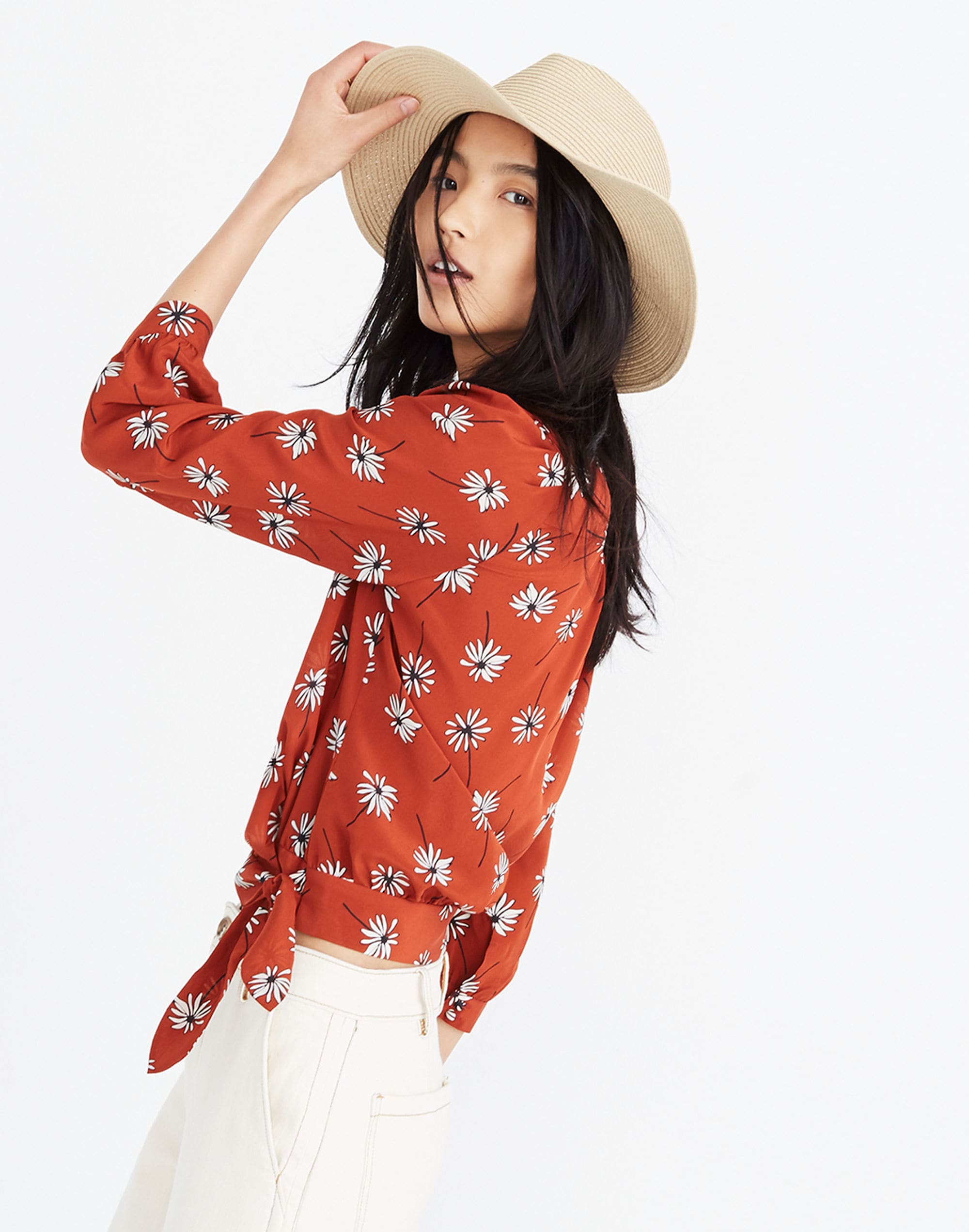 Silk Wrap Top in Fresh Daisies | Madewell