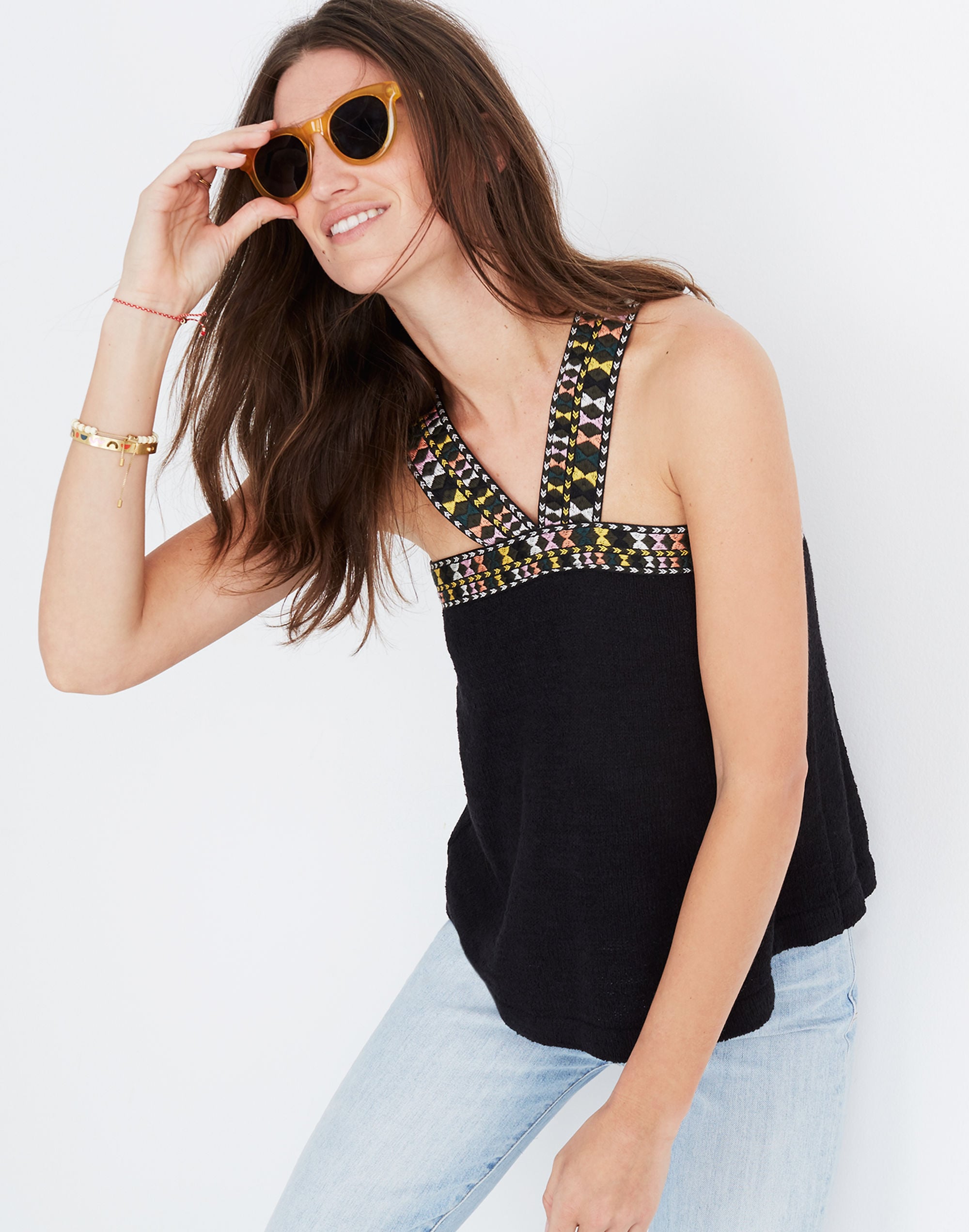 Embroidered Swing Sweater Tank