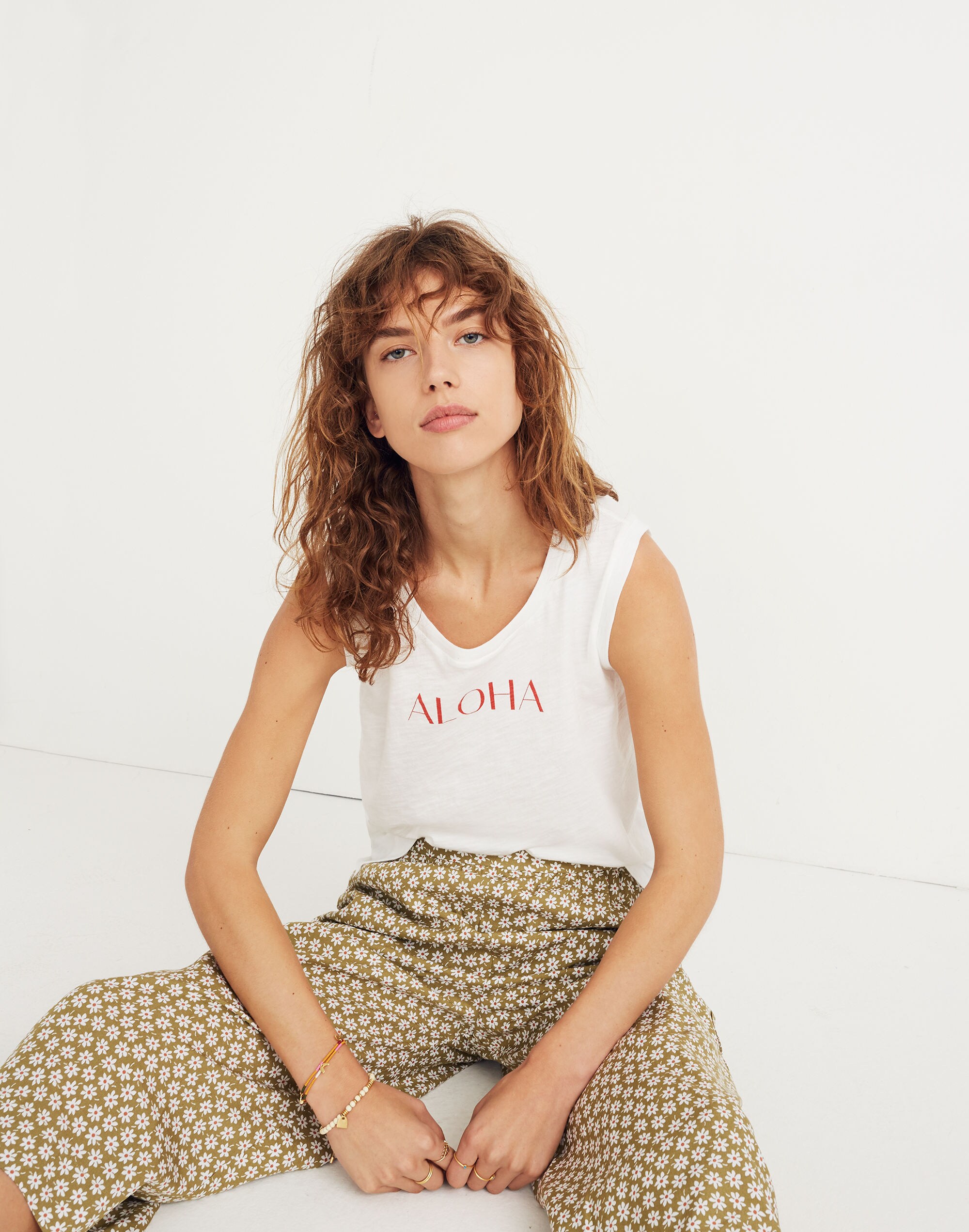 Aloha Whisper Cotton Crewneck Muscle Tank