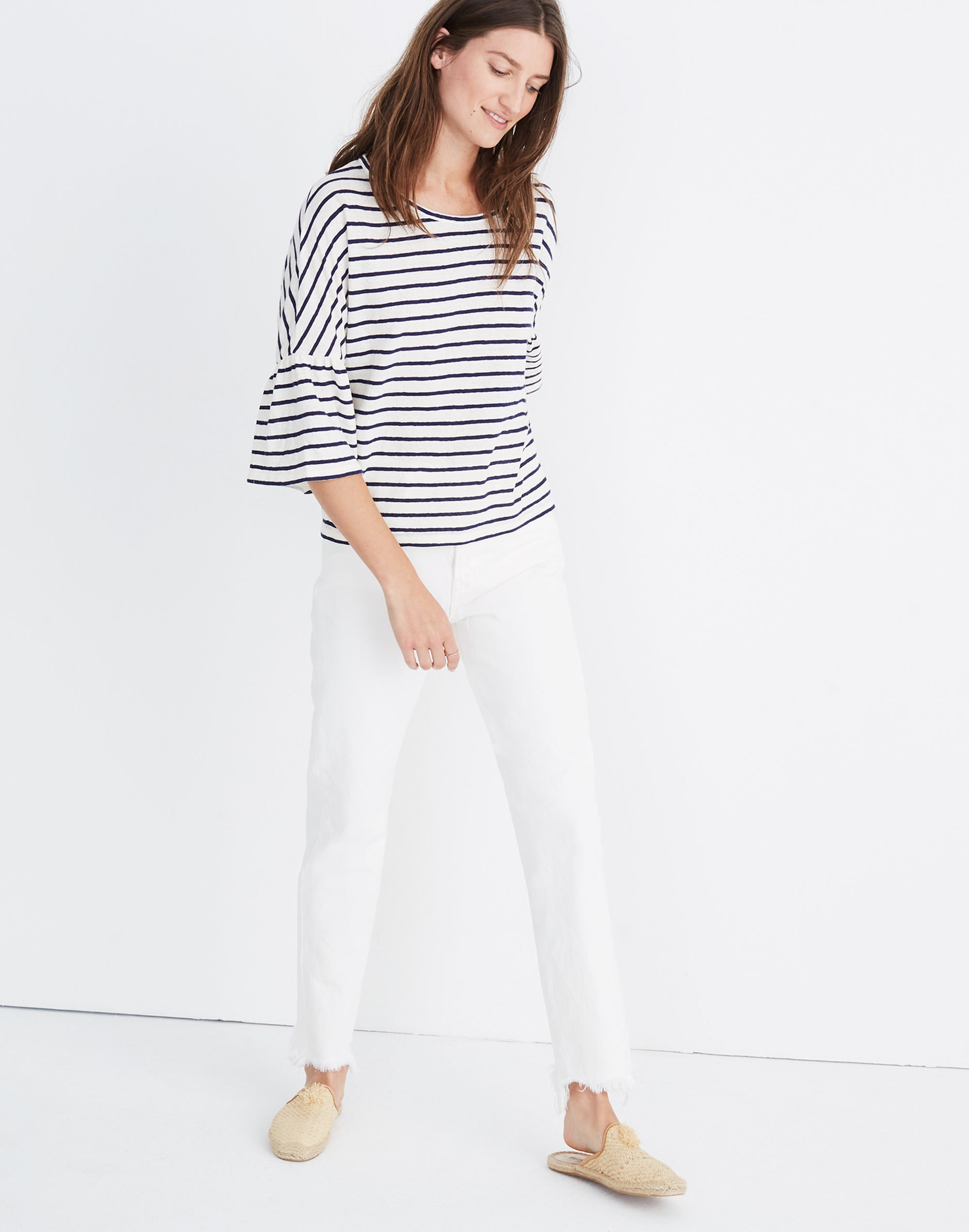 Flare-Sleeve Tee in Stripe
