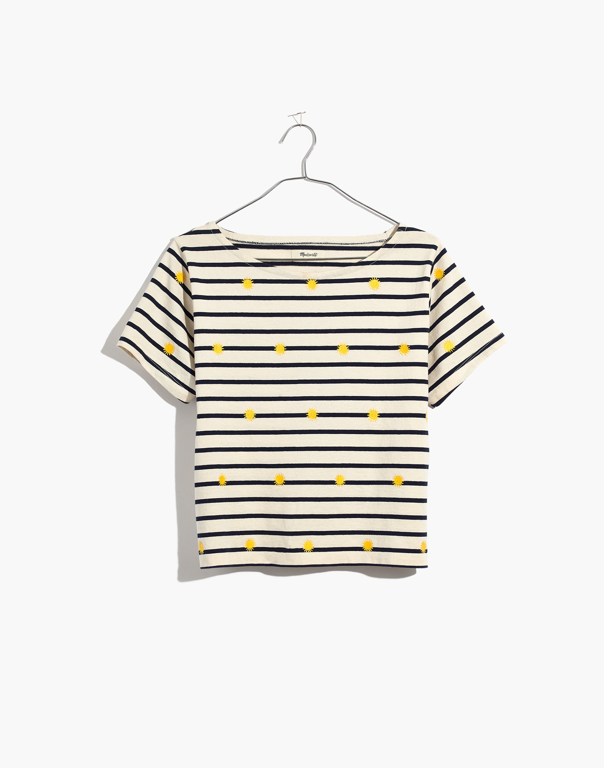 Embroidered Sun Setlist Boxy Top in Stripe