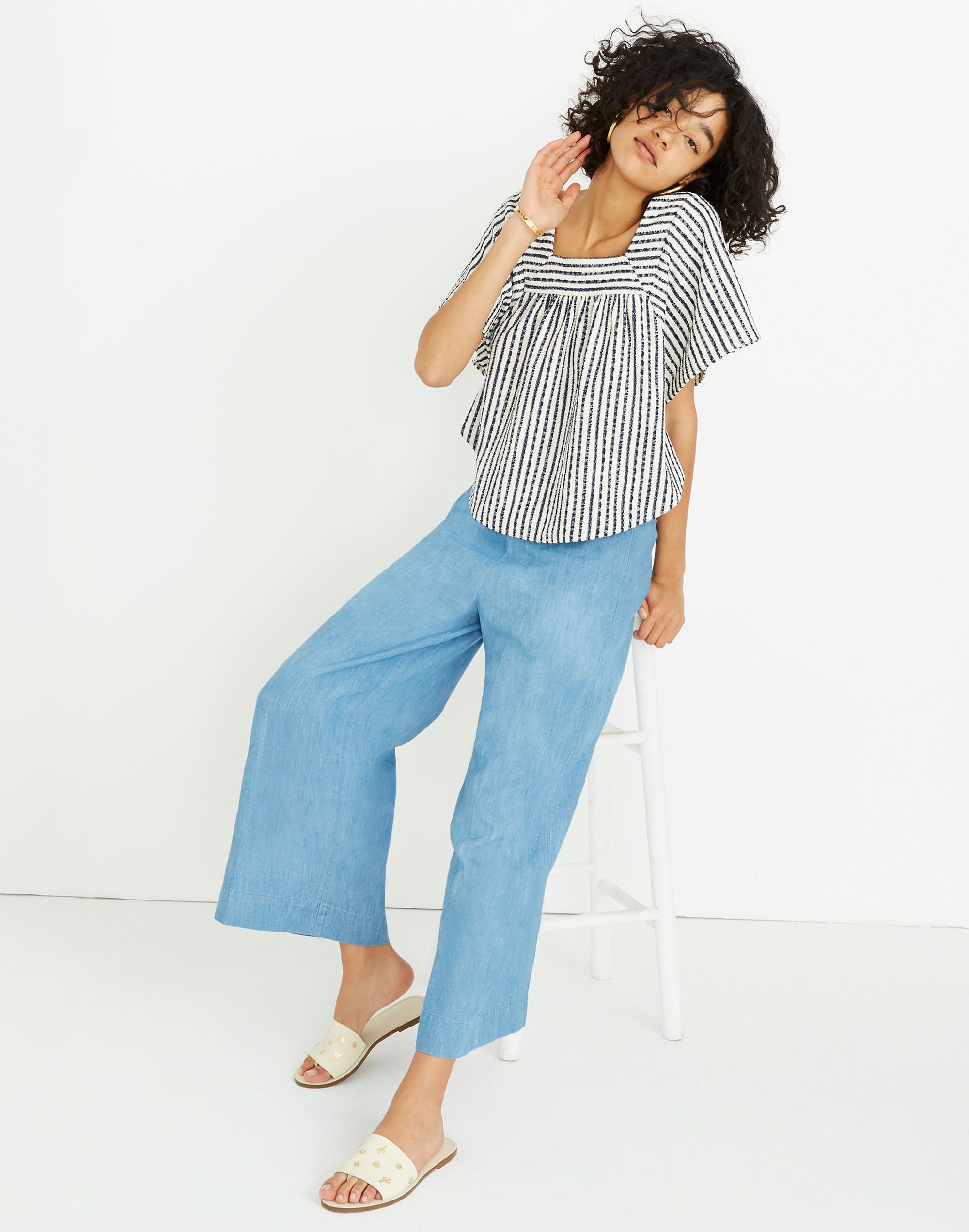 Chambray Huston Pull-On Crop Pants