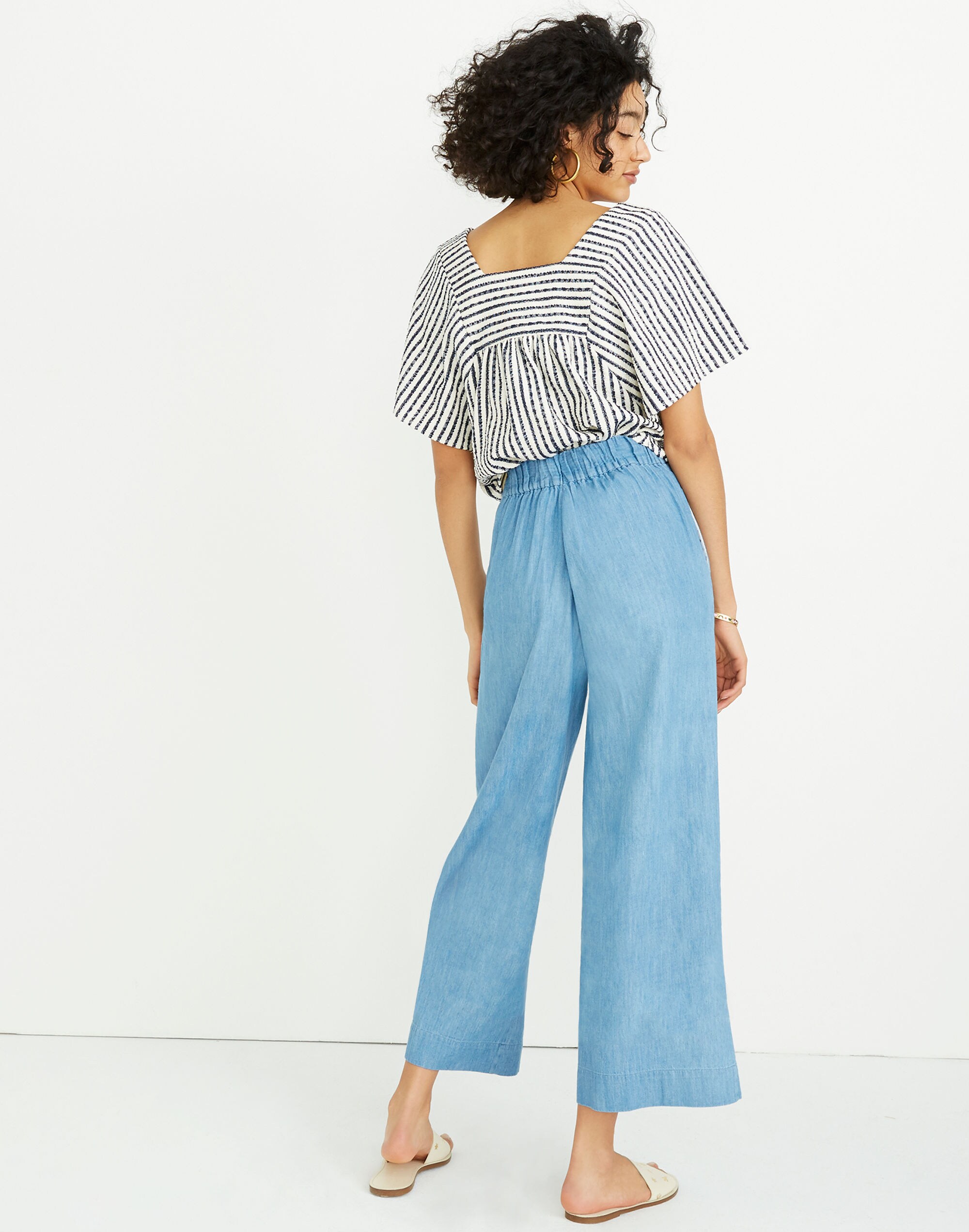 Chambray Huston Pull-On Crop Pants
