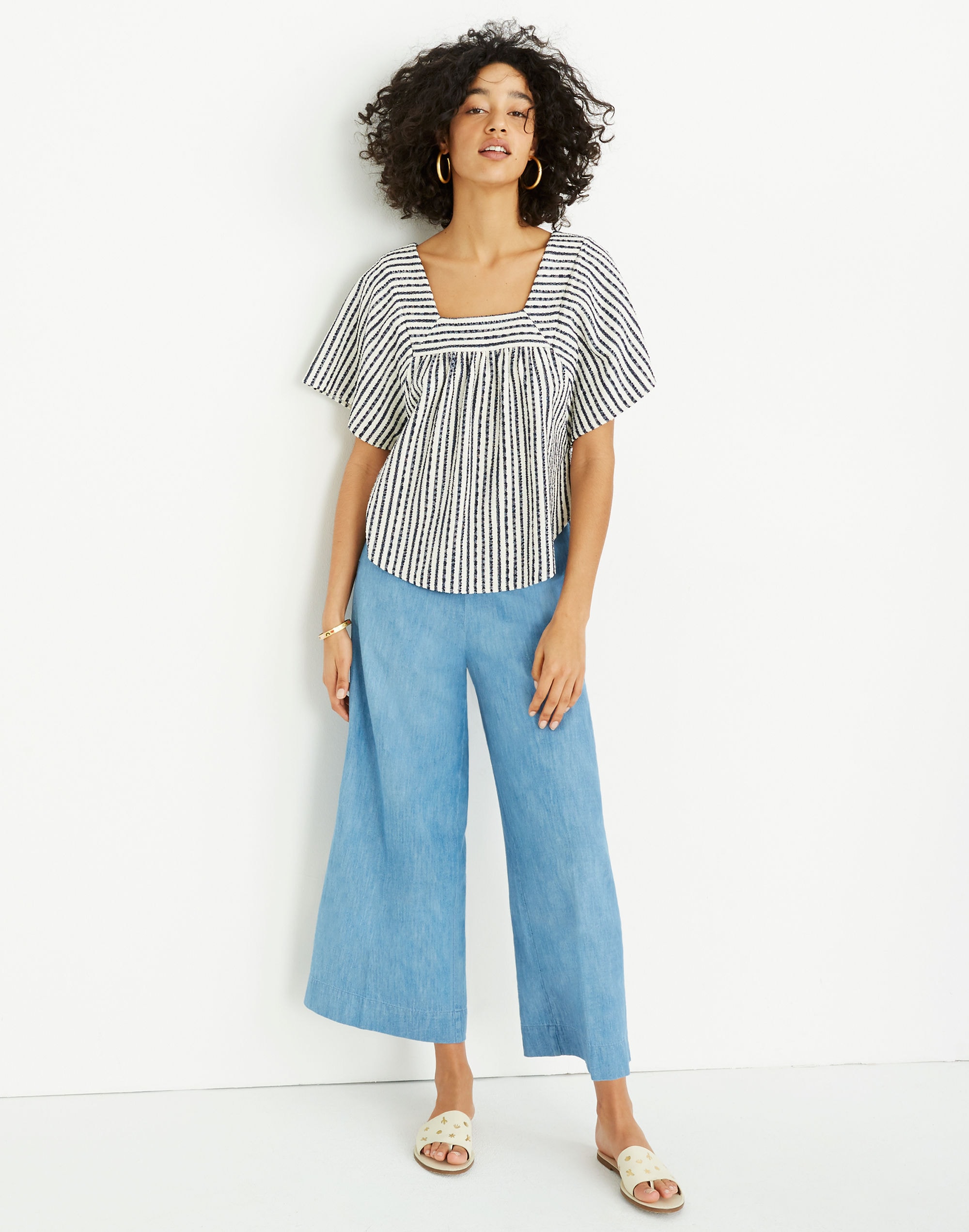 Chambray Huston Pull-On Crop Pants