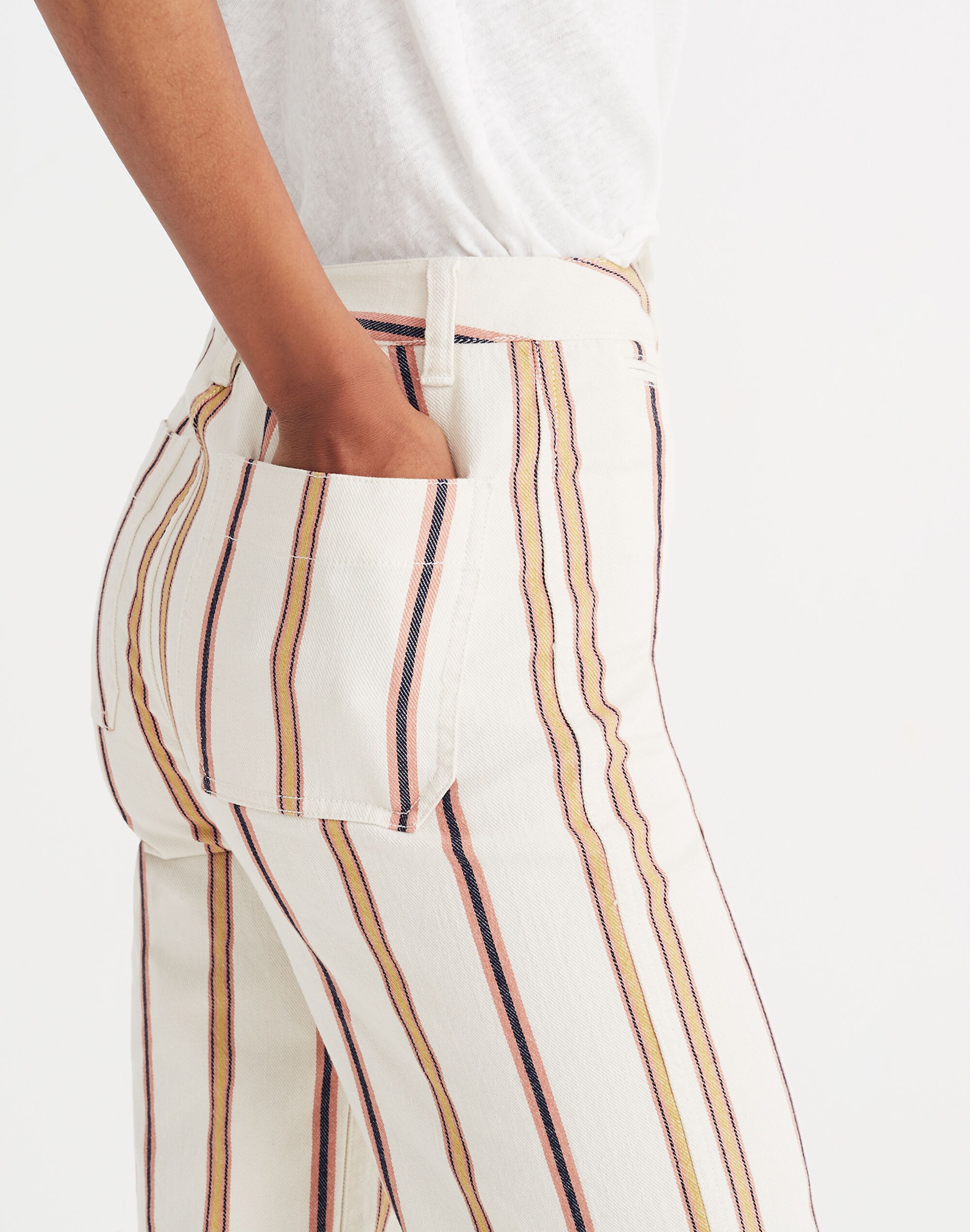 Tall Emmett Wide-Leg Crop Pants in Antique Coral Stripe
