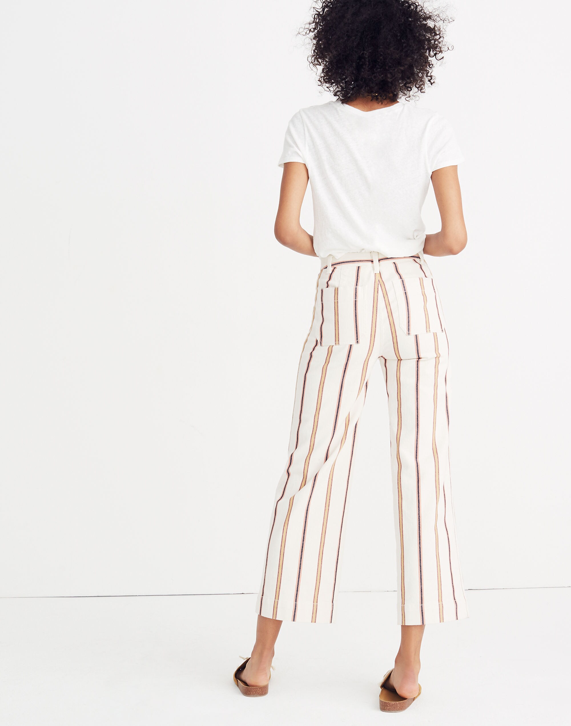 Tall Emmett Wide-Leg Crop Pants in Antique Coral Stripe