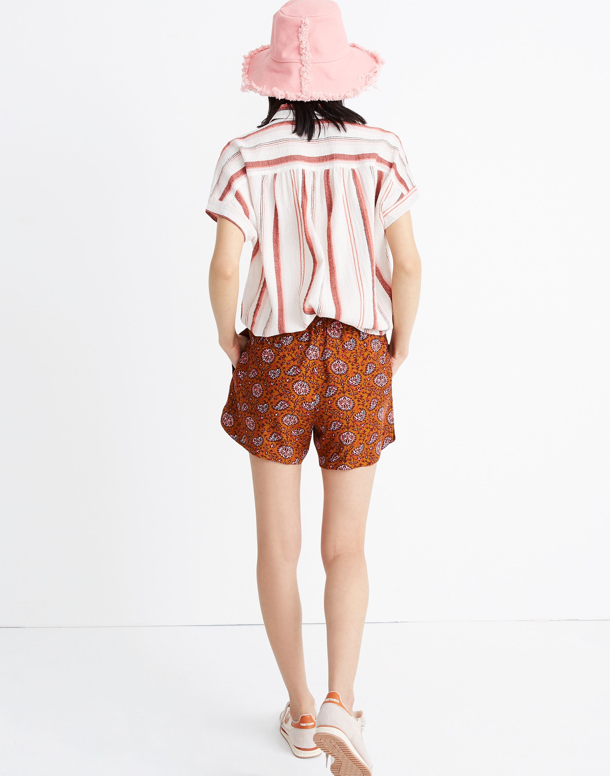 Drapey Pull-On Shorts in Warm Paisley