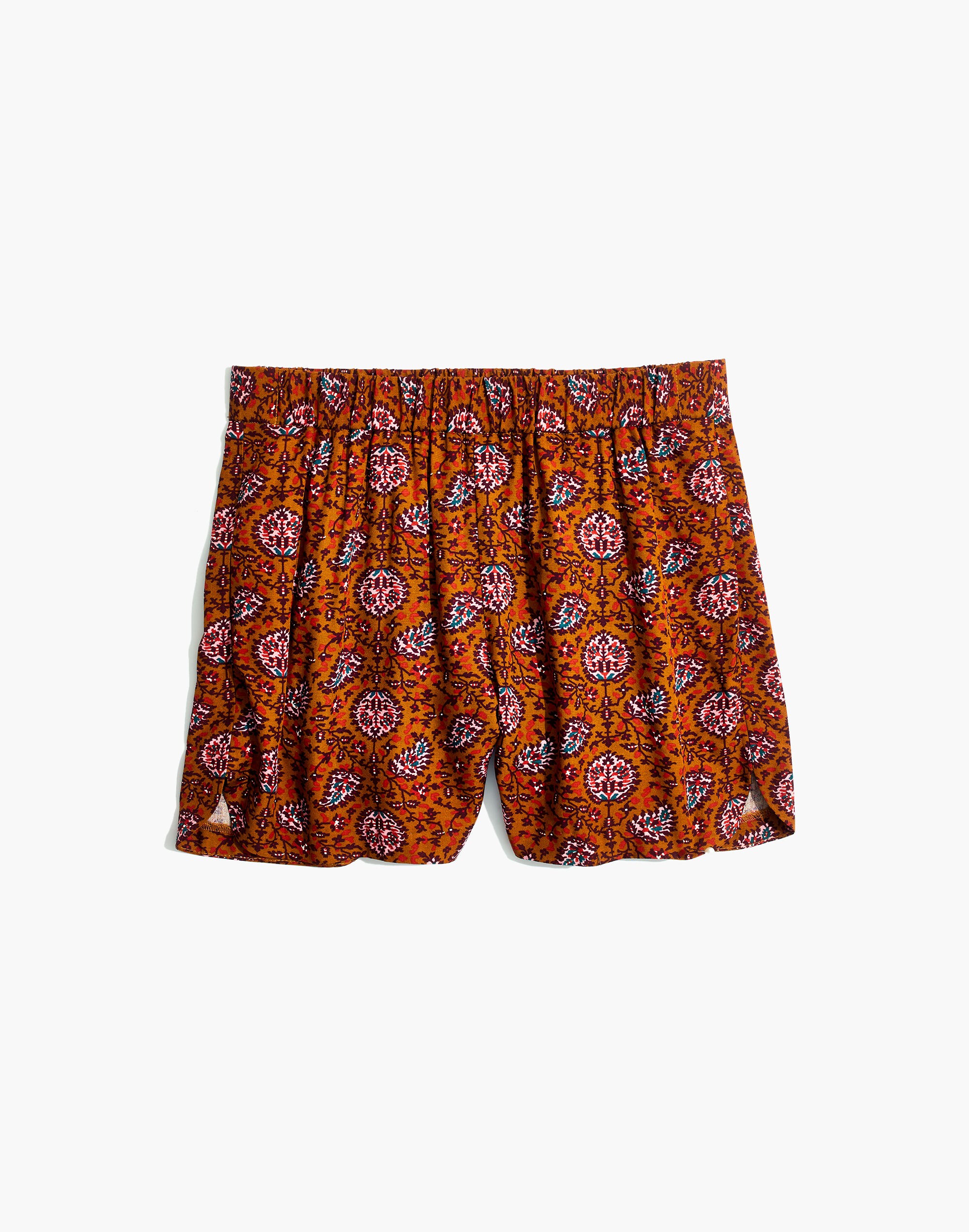 Drapey Pull-On Shorts in Warm Paisley