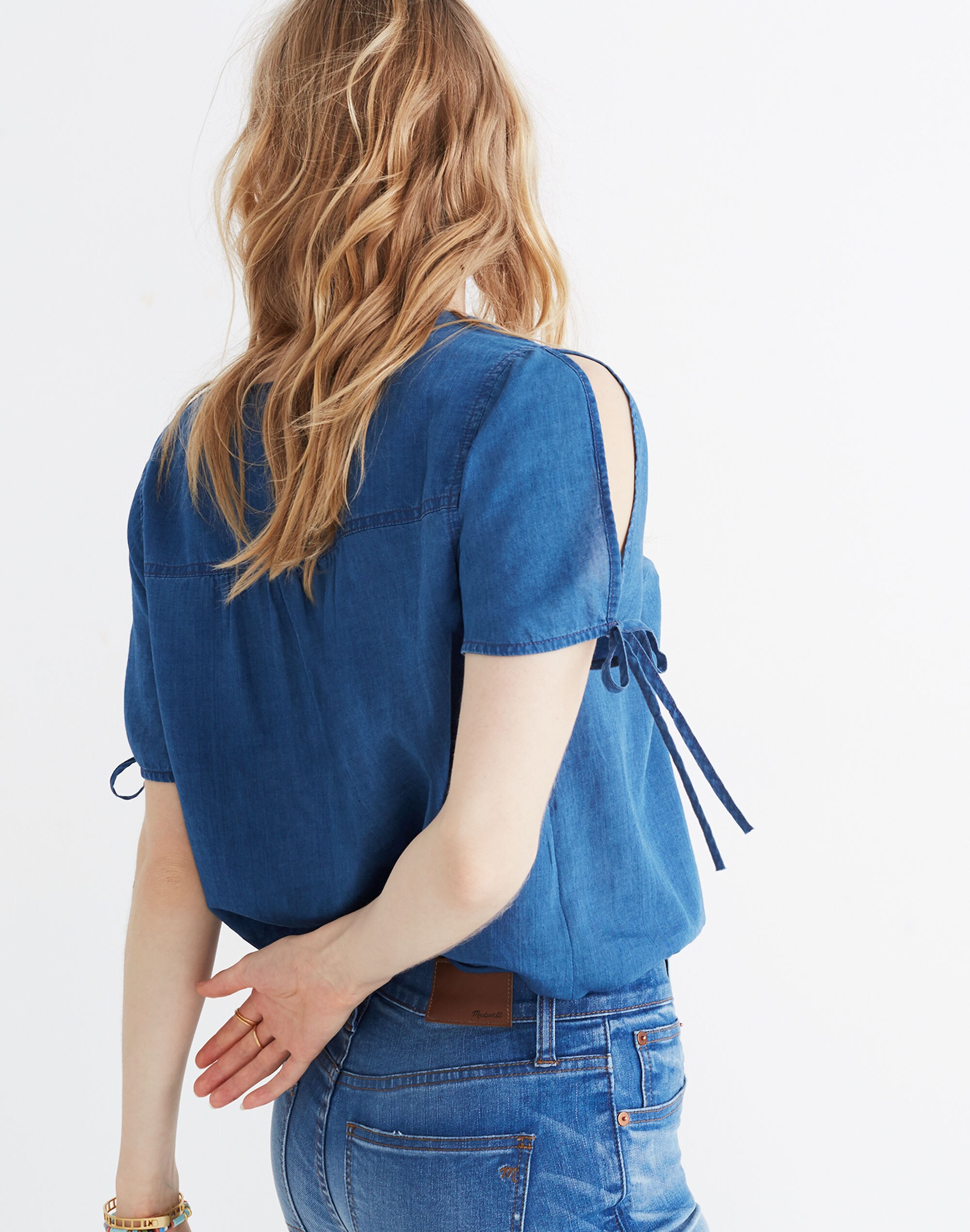 Indigo Tie-Sleeve Top