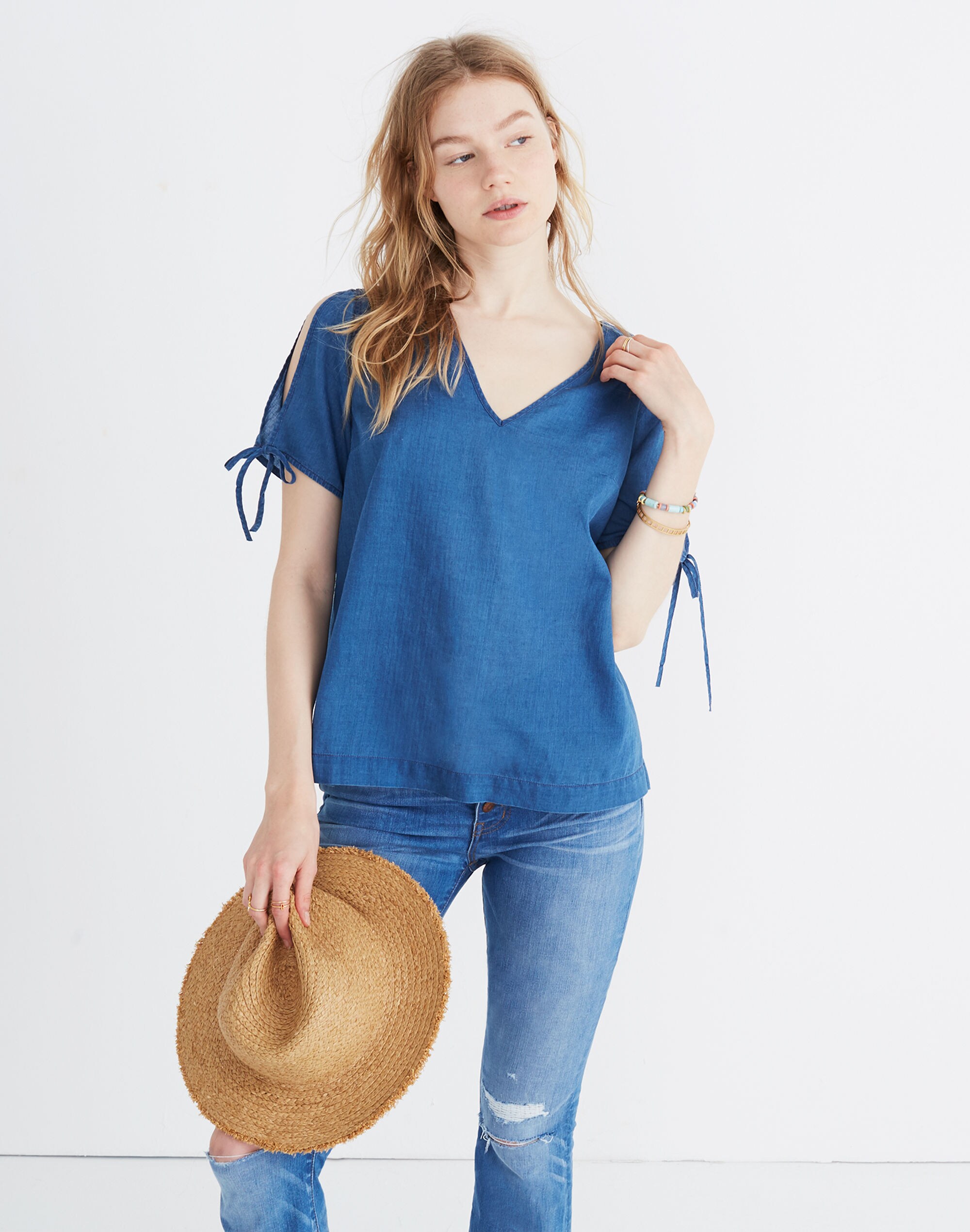 Indigo Tie-Sleeve Top