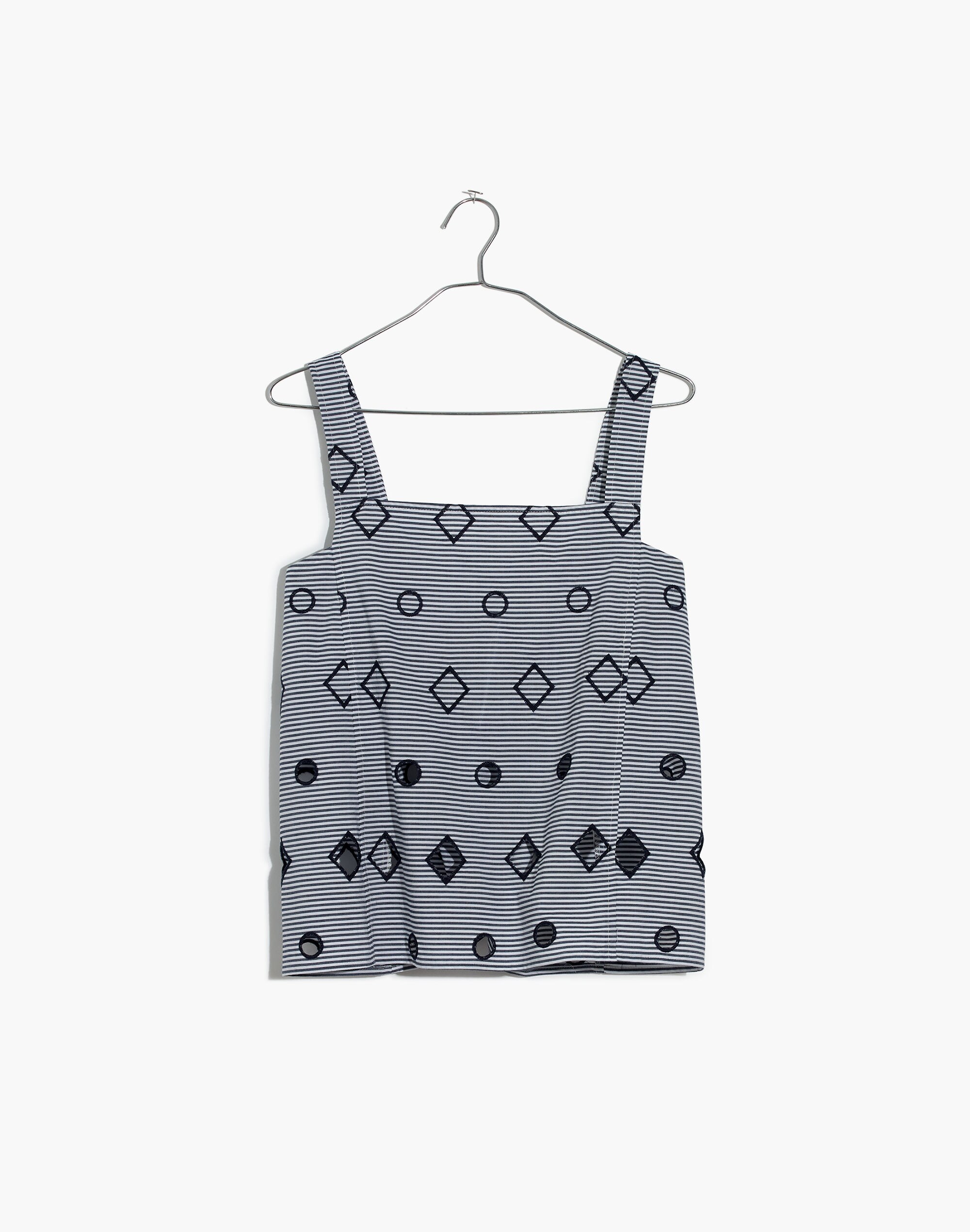 Embroidered Stripe Apron Top