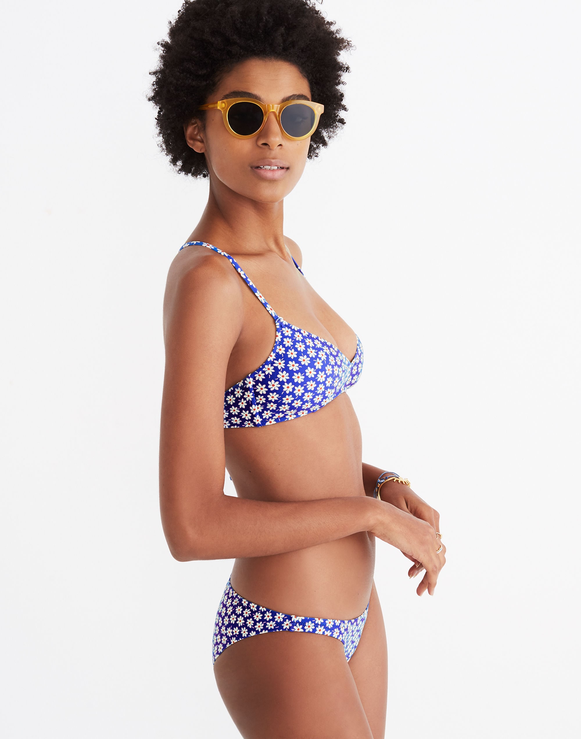 Madewell French Cross-Back Bikini Top in Mini Daisy