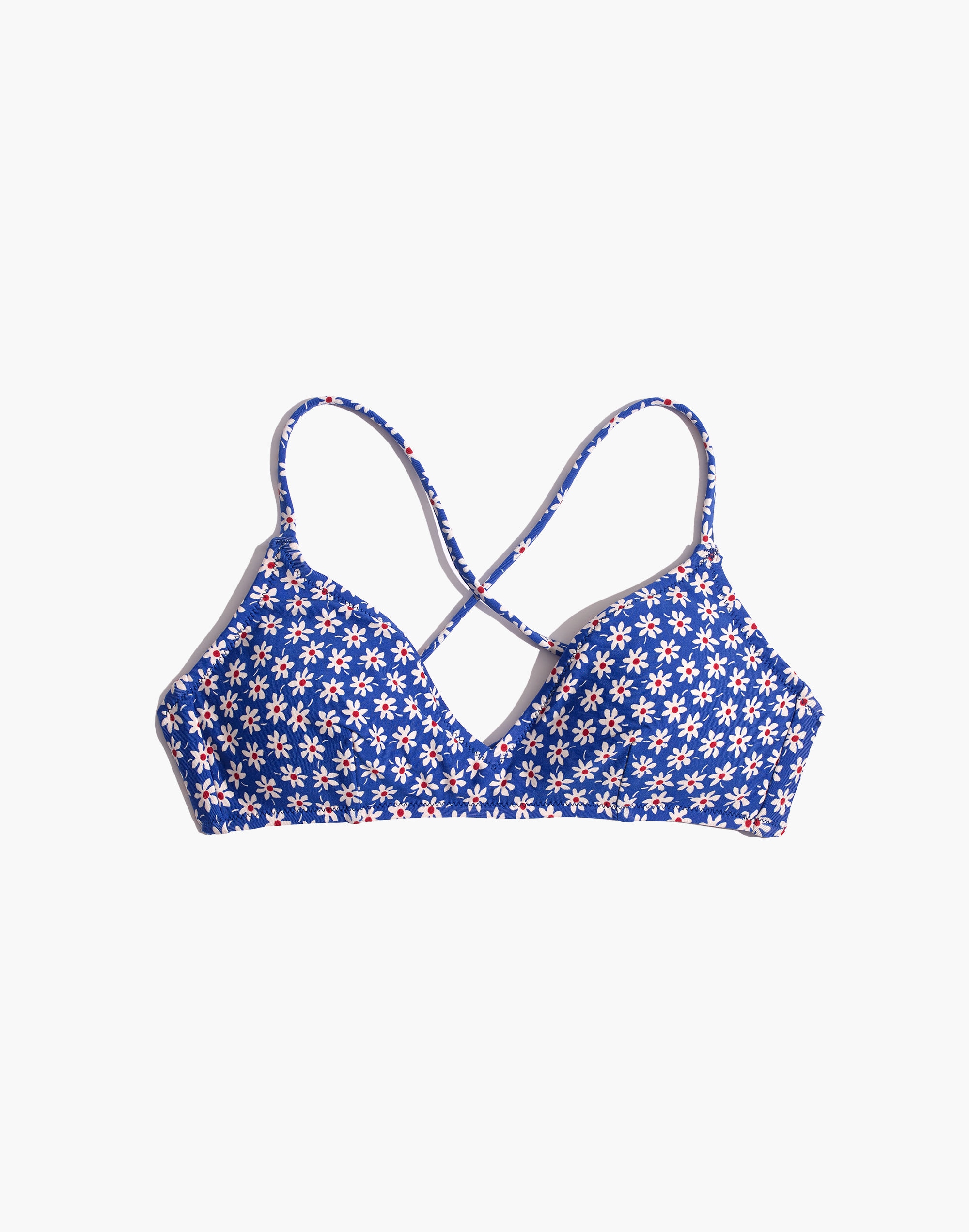 Madewell French Cross-Back Bikini Top in Mini Daisy