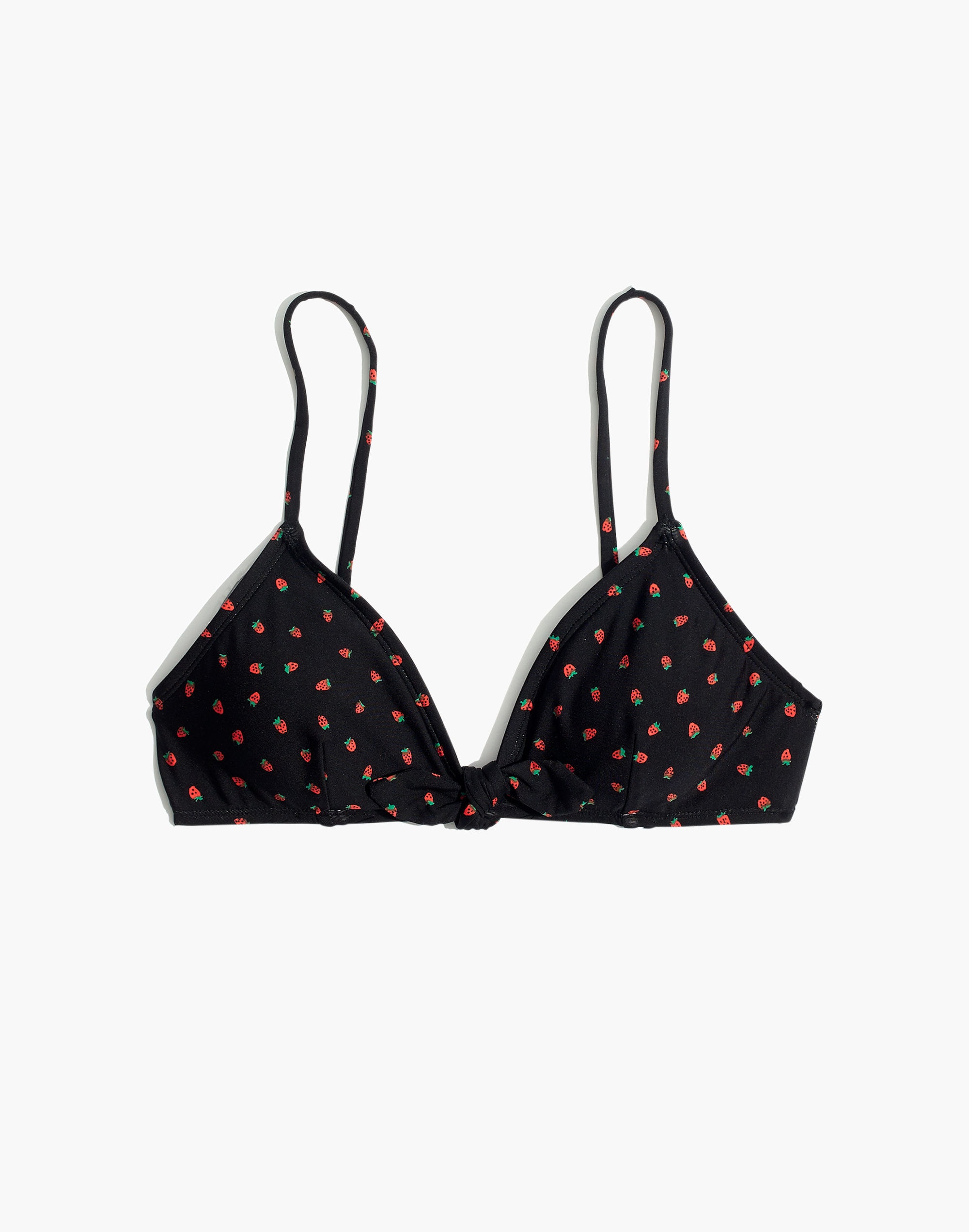 Madewell Tie-Front Bikini Top in Fresh Strawberries
